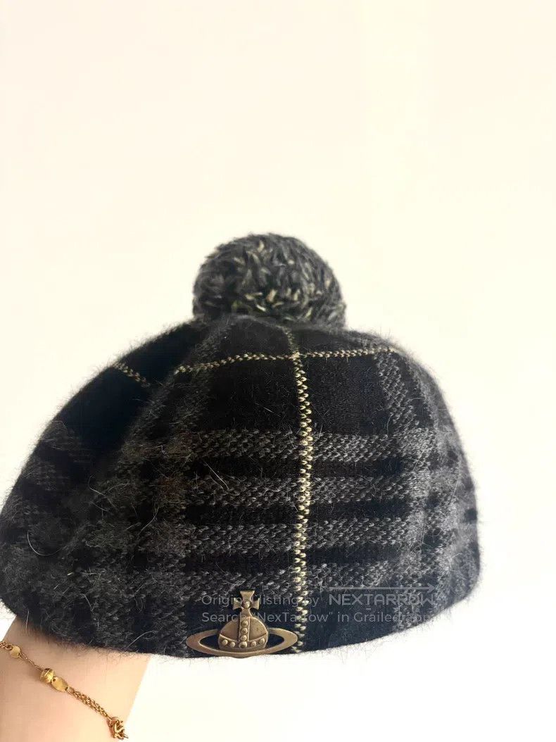 Vivienne Westwood Vivienne Westwood Gray and black checkered Saturn pom-pom Size ONE SIZE - 3 Thumbnail