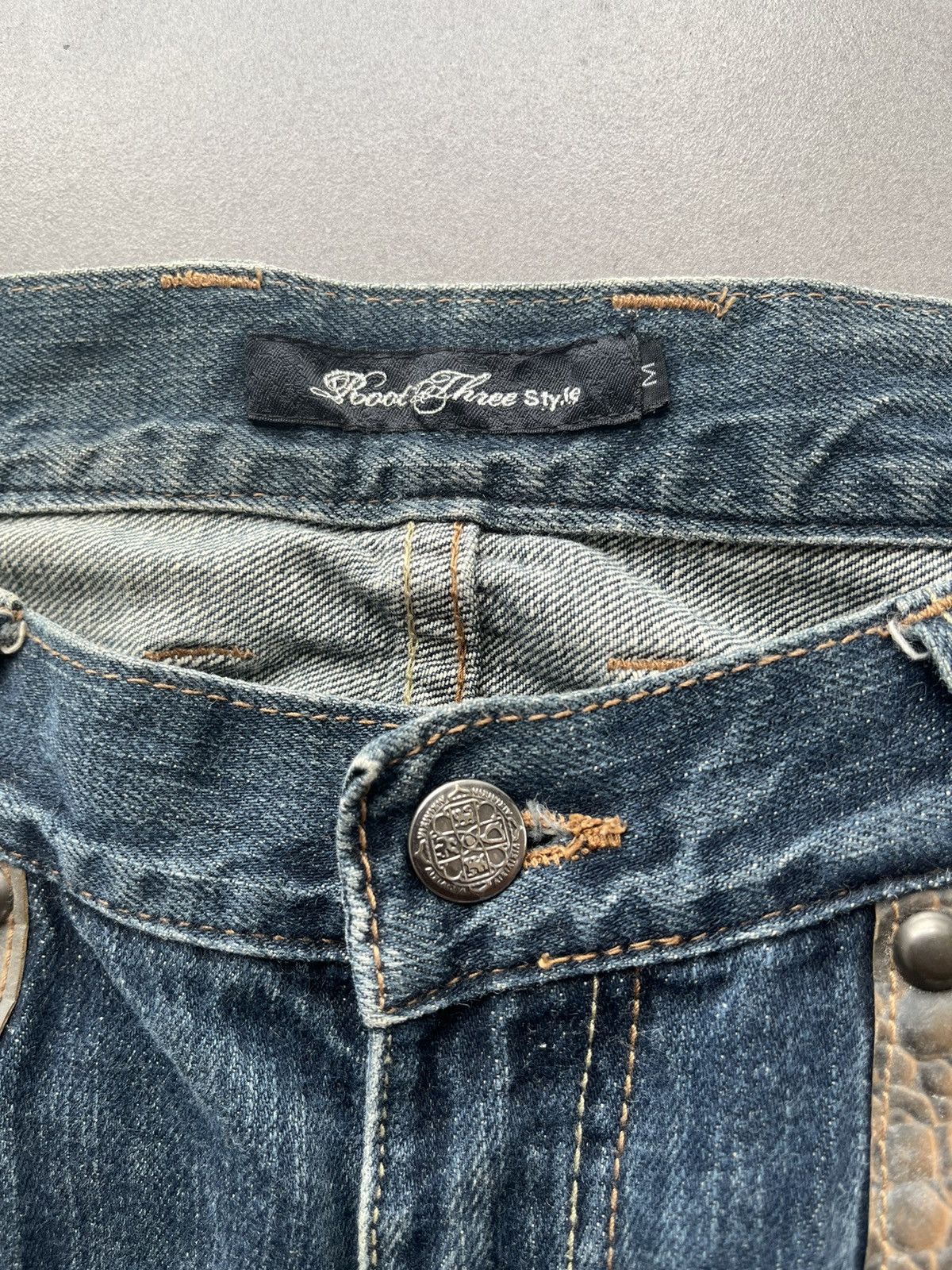 Tornado Mart 2000s JAPANESE ROOT THREE FLARE DENIM CROCODILE LEATHER Size US 30 / EU 46 - 11 Thumbnail
