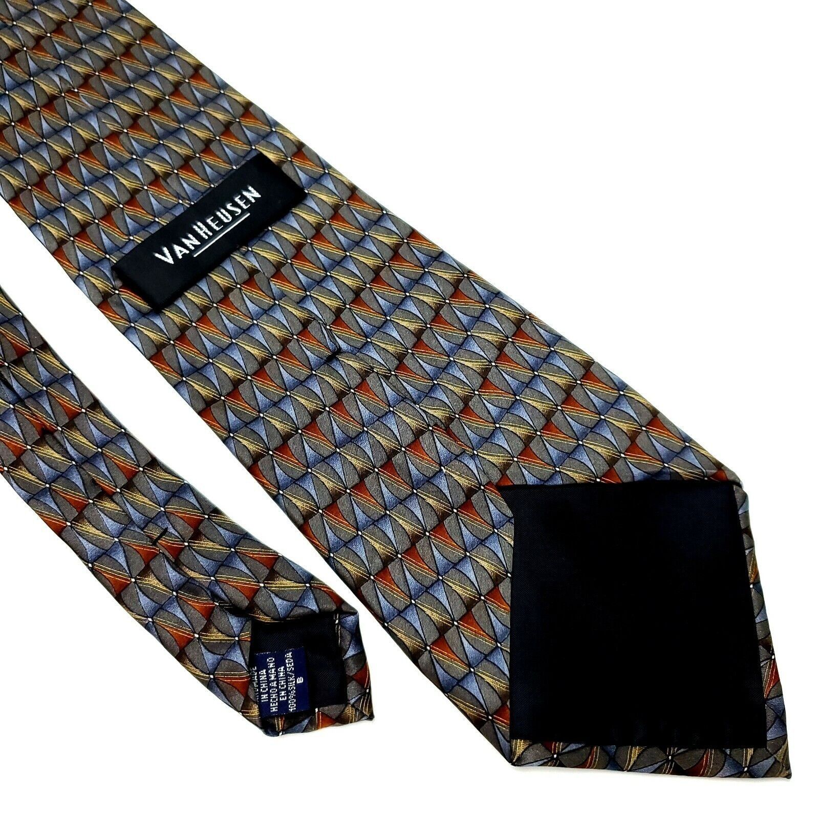 Van Heusen Van Heusen Silk Tie Print Green Wide Geometric Size ONE SIZE - 5 Thumbnail