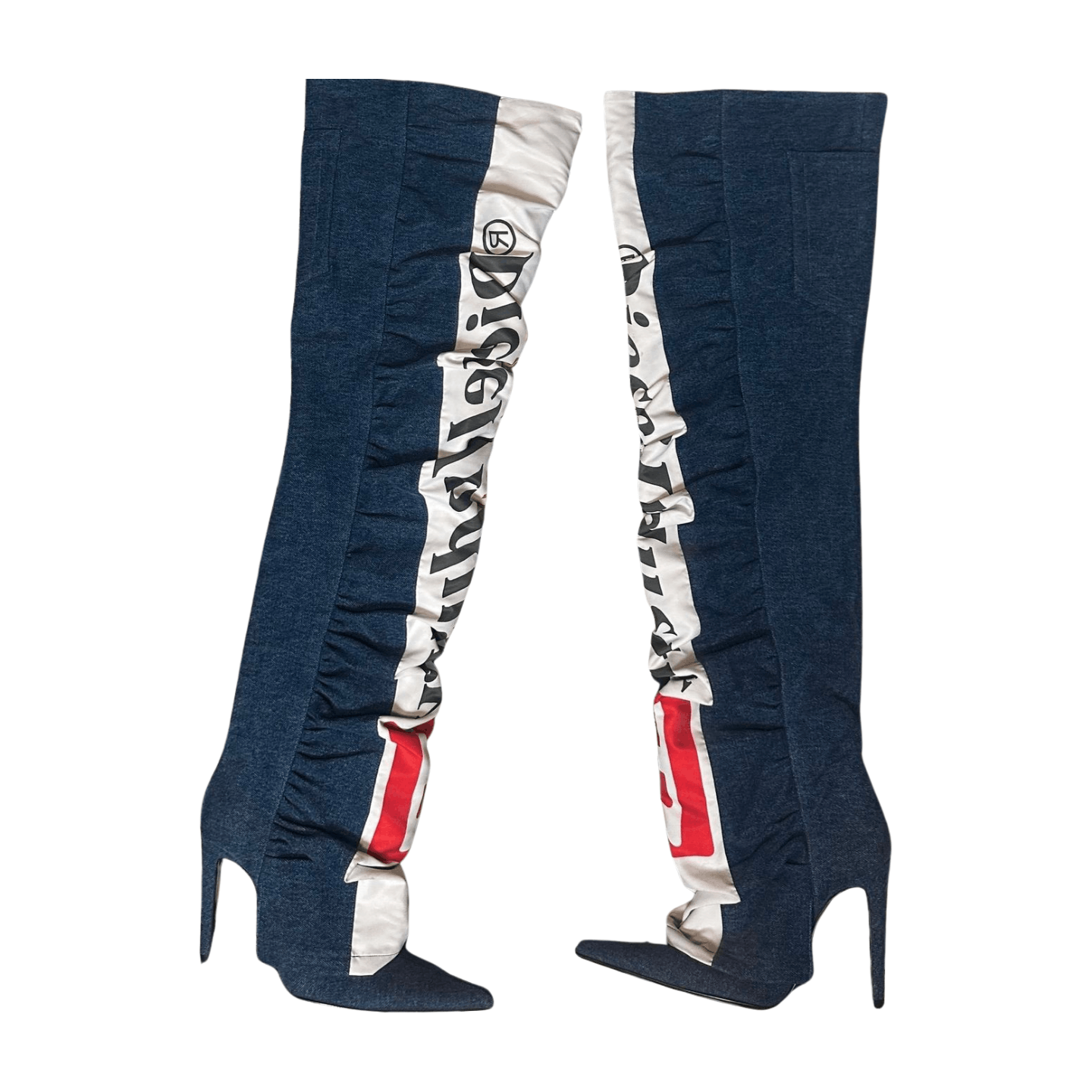 Diesel Shayne Oliver x Diesel Red Tag 115mm Thigh-High Denim Boots Size US 9 / IT 39 - 2 Thumbnail