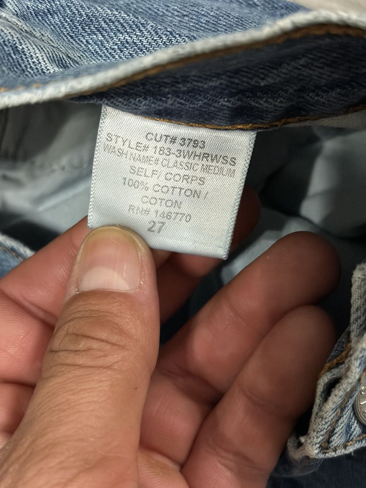 RE/DONE RE/DONE SOLID & STRIPED Mid Blue Straight-Leg Jeans Size 27" / US 4 / IT 40 - 7 Thumbnail