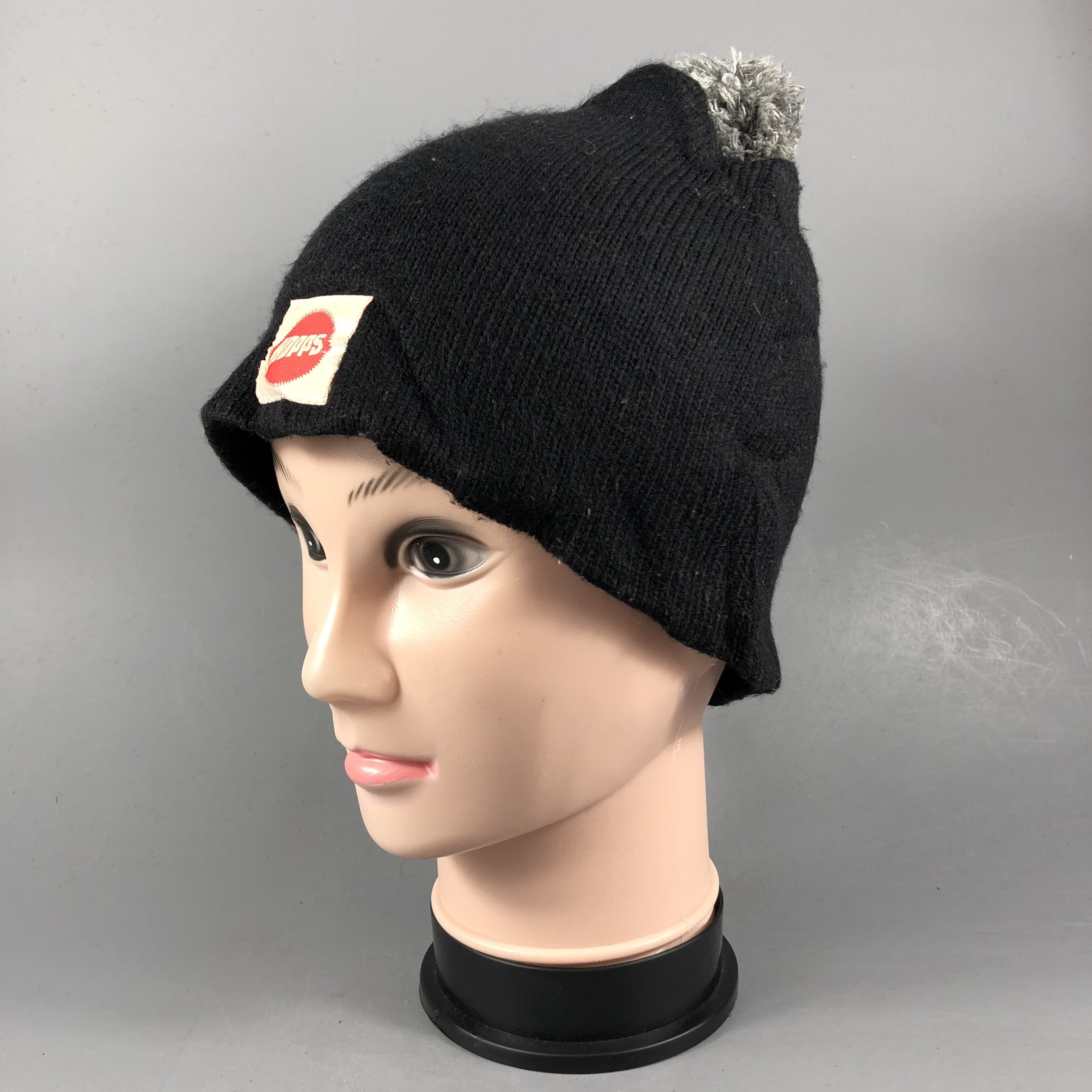 Japanese Brand Hopps Black Beanie Size ONE SIZE - 2 Thumbnail
