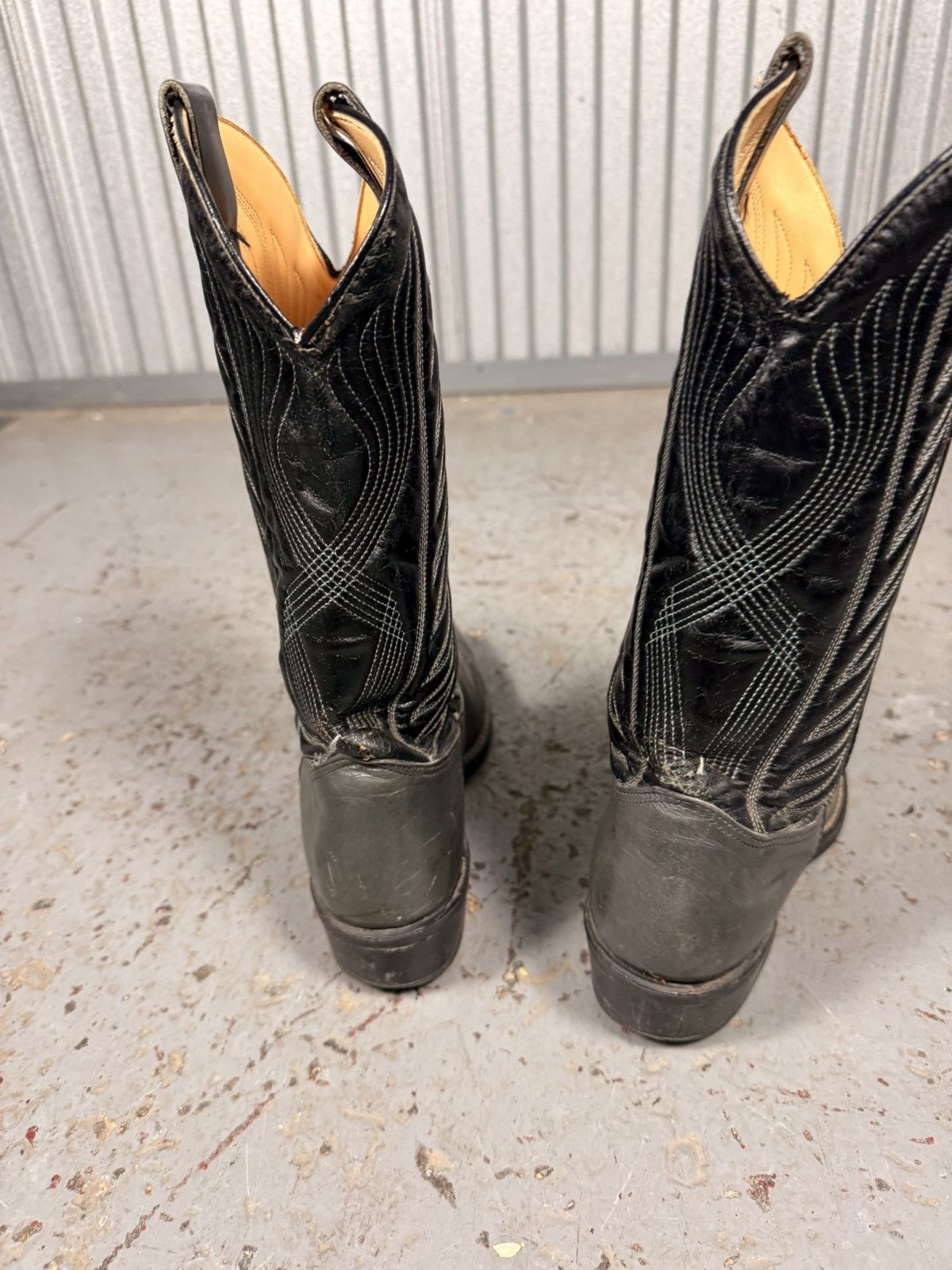 Other 90s Vintage Classic Black And Grey Cowboy Boots Size US 9.5 / EU 42-43 - 7 Thumbnail