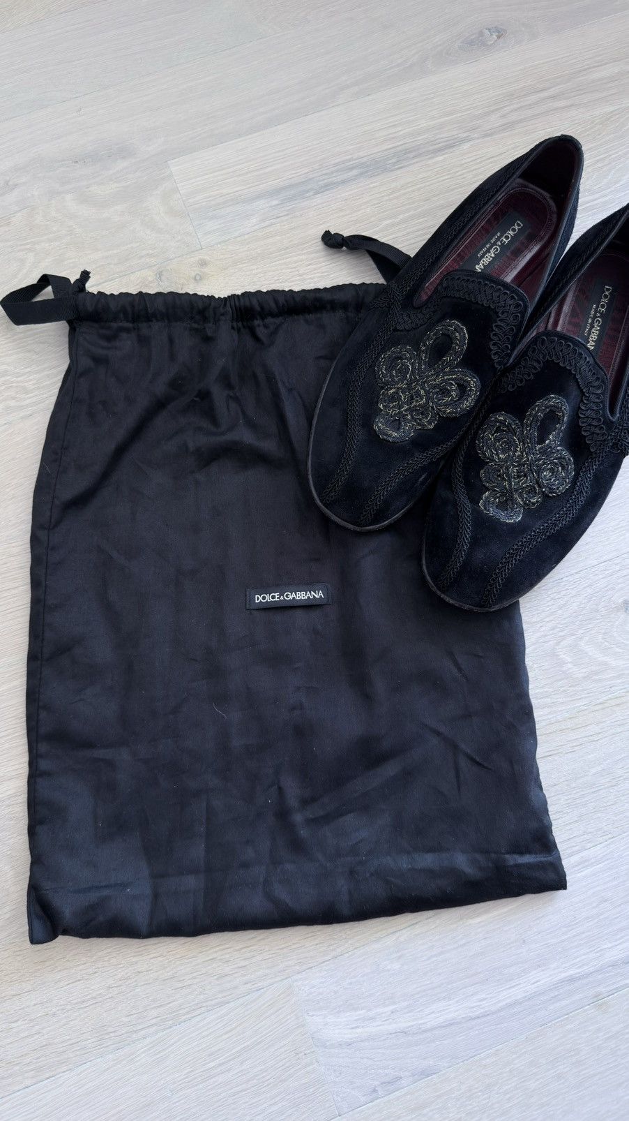 Dolce & Gabbana Dolce & Gabbana Velvet Slippers with Ebroidery Size US 11 / EU 44 - 6 Thumbnail
