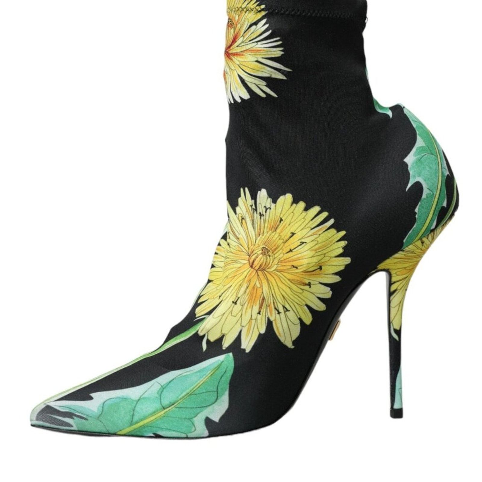 Dolce & Gabbana Dolce & Gabbana Black Floral Jersey Stretch Ankle Boots Size US 9 / IT 39 - 4 Thumbnail