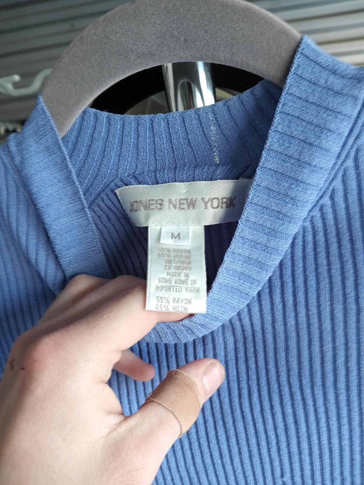 Jones New York Jones New York Ribbed Short Sleeve Top - Light Blue Size M / US 6-8 / IT 42-44 - 3 Thumbnail