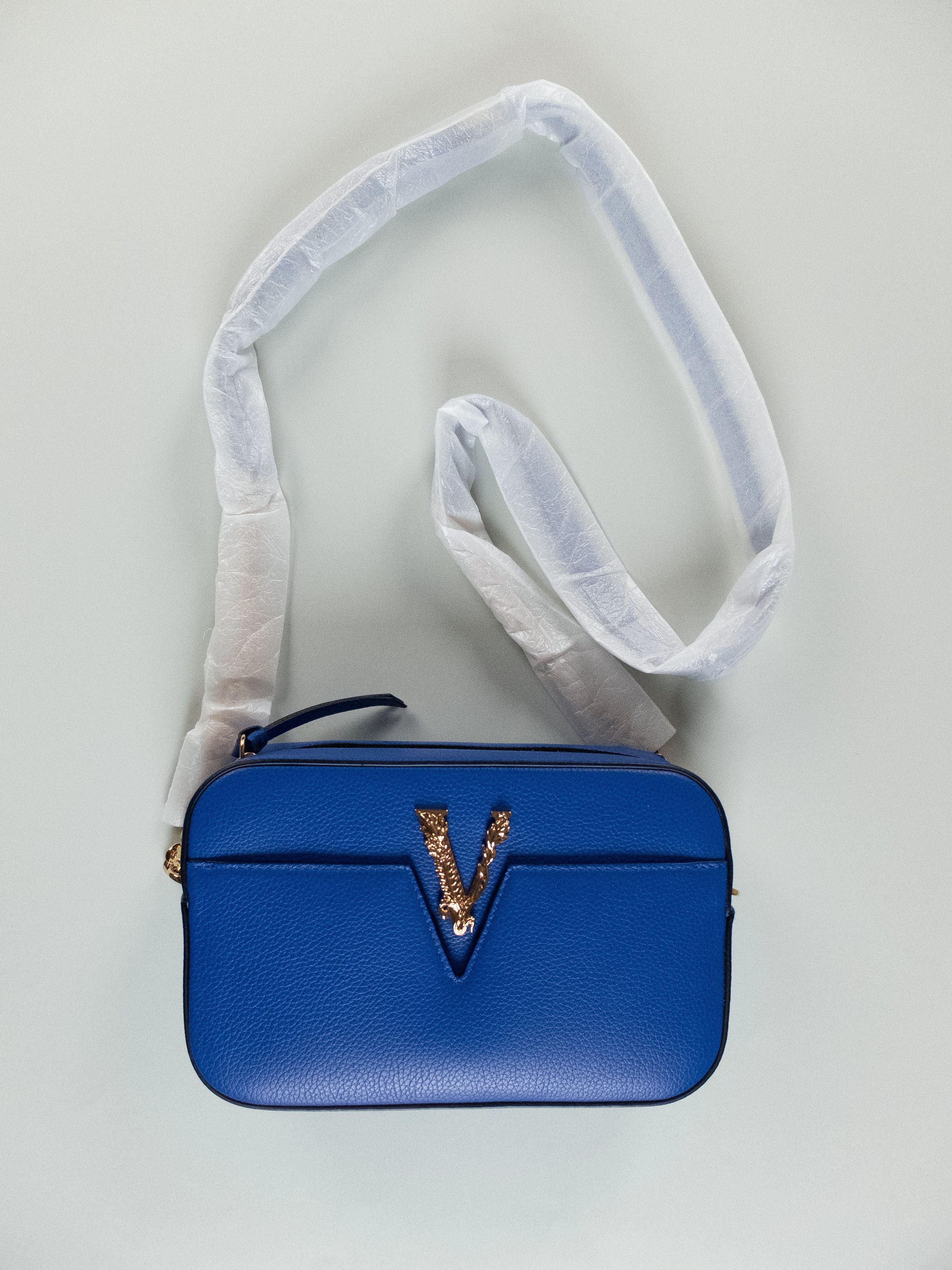 Versace VERSACE Virtus blue barocco V leather crossbody camera bag Size ONE SIZE - 3 Thumbnail
