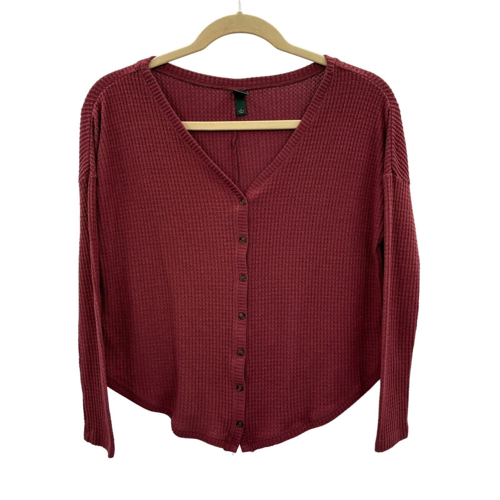 Other Womens Thermal Knotted Top Size Small V-Neck Waffle Knit MIn Size S / US 4 / IT 40 - 2 Thumbnail