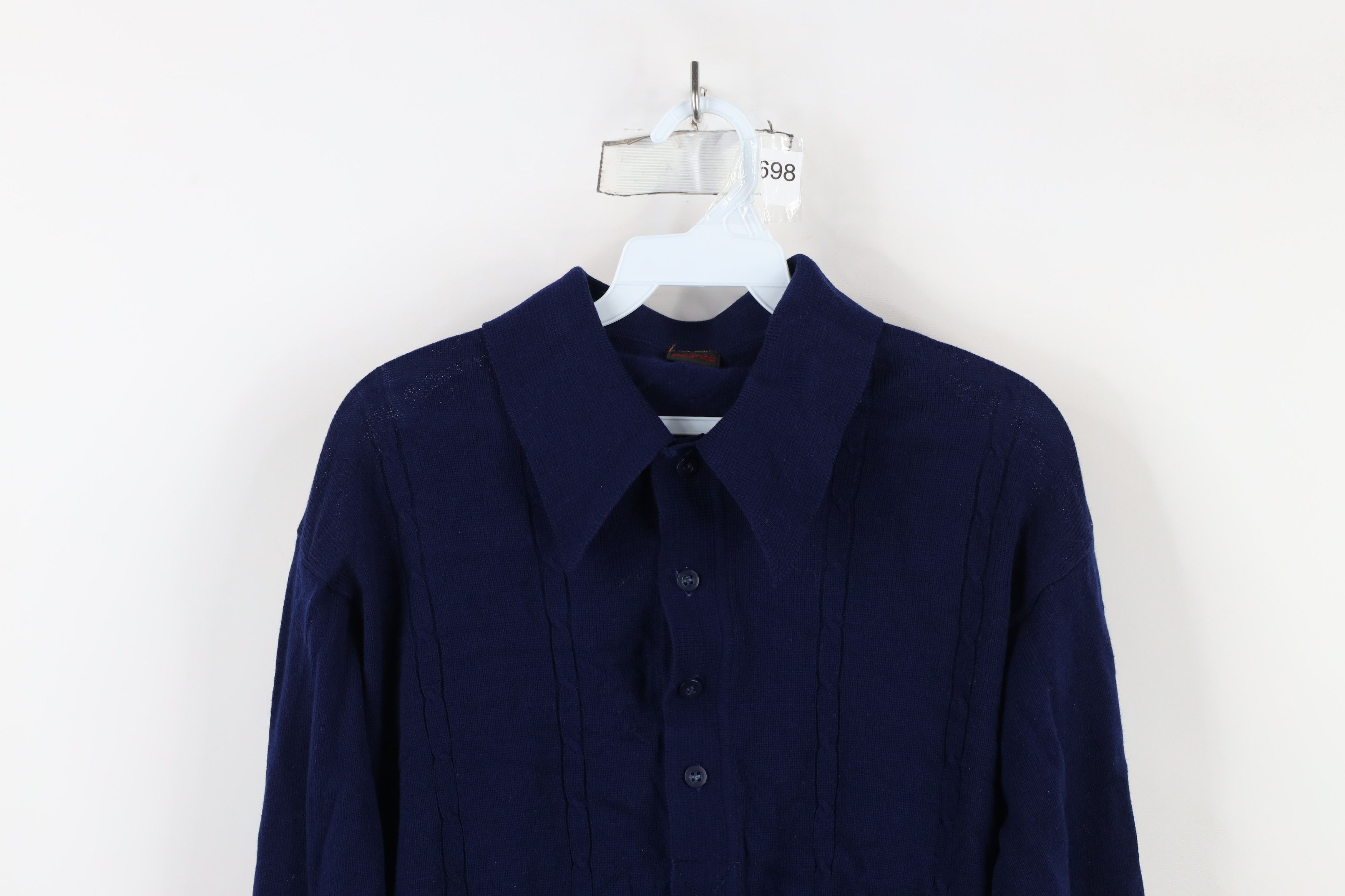 Vintage Vintage 70s Streetwear Cable Knit Collared Pullover Sweater Size US L / EU 52-54 / 3 - 2 Thumbnail
