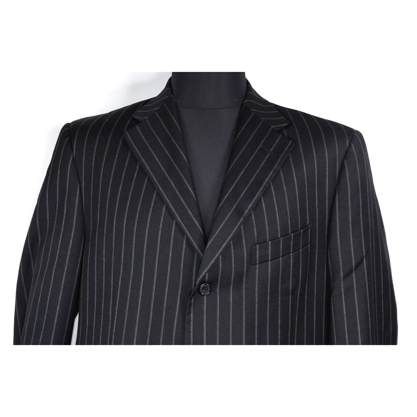 Corneliani Corneliani Blazer Wool Striped Men's 54 Black CC Collection 54 Wool Blazer Men Size 54R - 2 Thumbnail