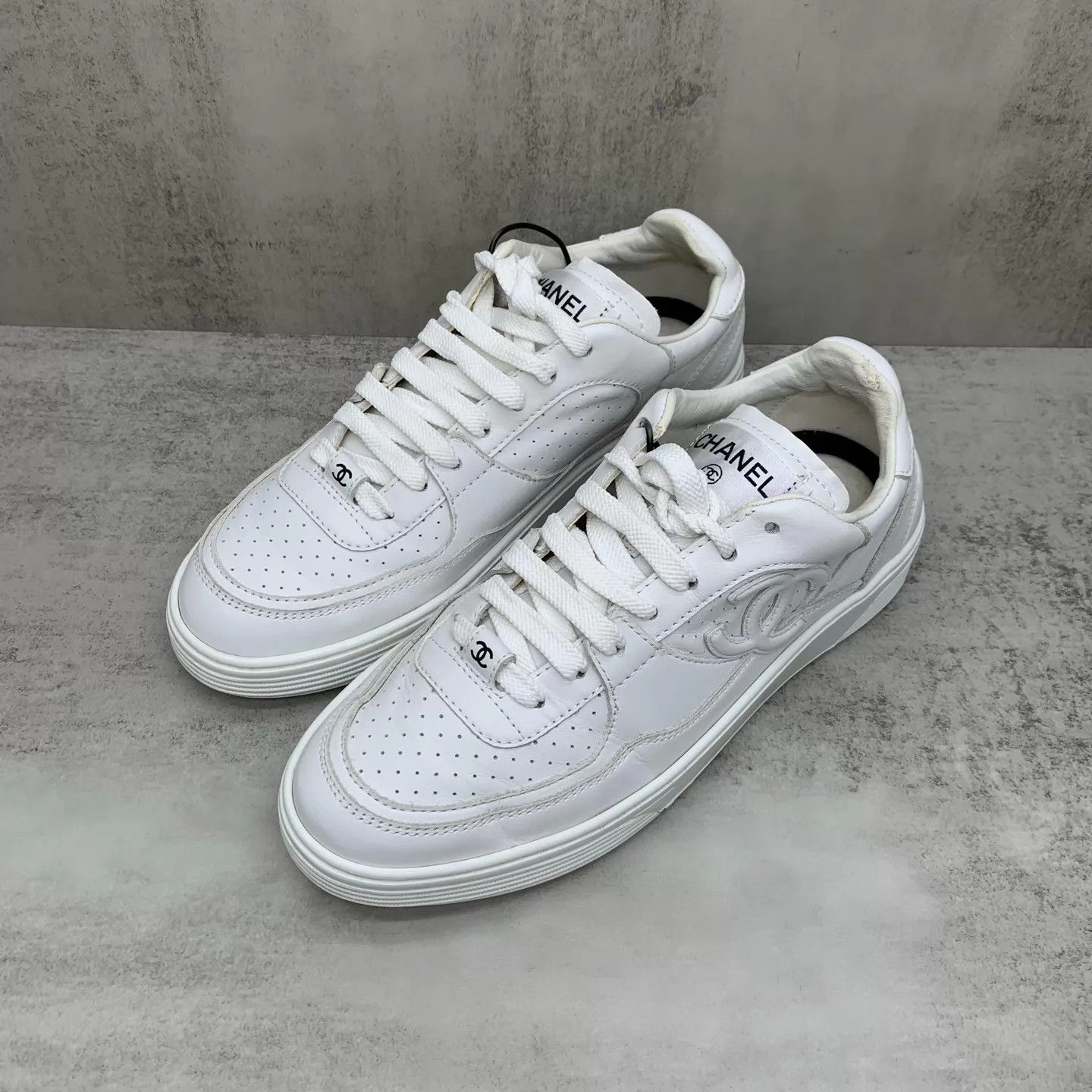 Chanel Chanel white side logo trainer 37 98 new Size US 6.5 / IT 36.5 - 1 Thumbnail