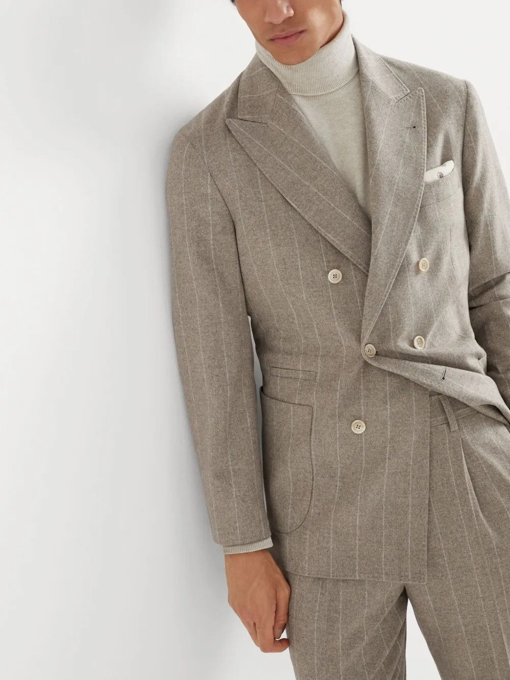 Brunello Cucinelli o1w1db11125 Pinstripe Pattern Jacket in Grey Size US S / EU 44-46 / 1 - 5 Thumbnail