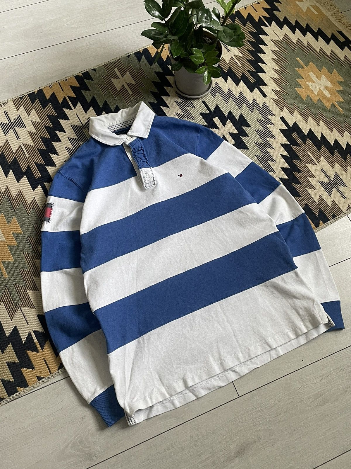 Tommy Hilfiger × Vintage Vintage Tommy Hilfiger #5 Striped Rugby Longsleve Size US L / EU 52-54 / 3 - 3 Thumbnail
