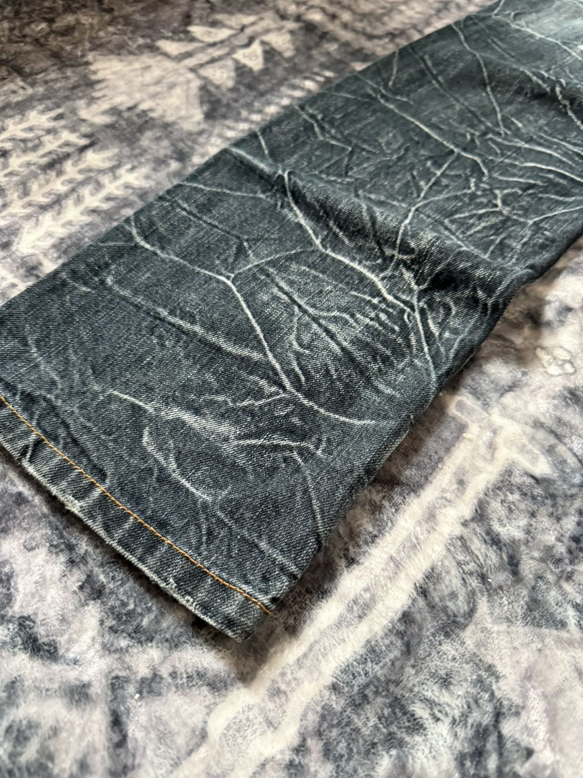 Japanese Brand × LOWBOX × Tete Homme Nylaus Japan Cut And Sew Double Waist Shadow Wash Jeans Size US 30 / EU 46 - 17 Thumbnail
