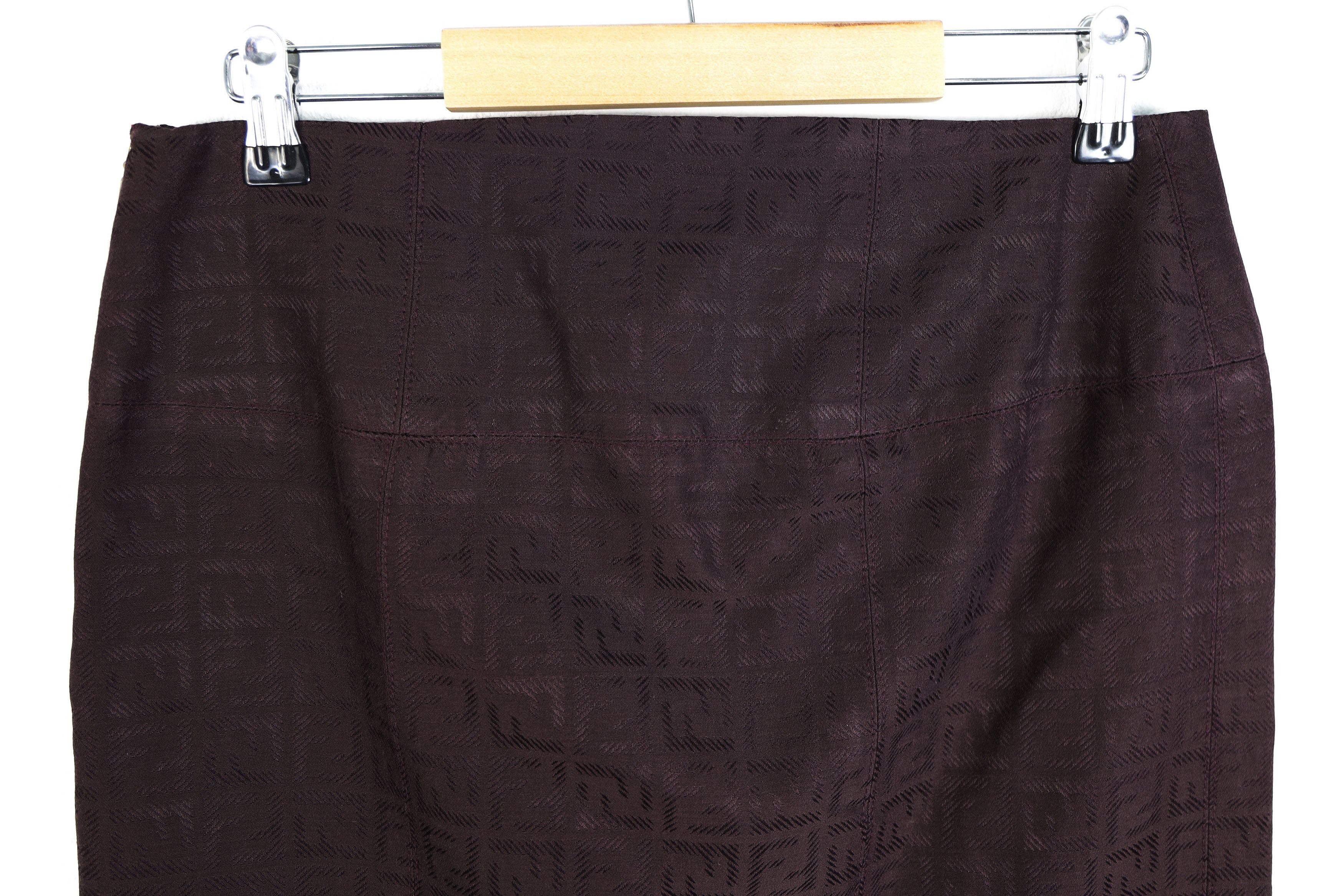 Fendi Fendi Dark Purple Monogram Zucca Logo Zip Midi Skirt Size 28" / US 6 / IT 42 - 6 Thumbnail