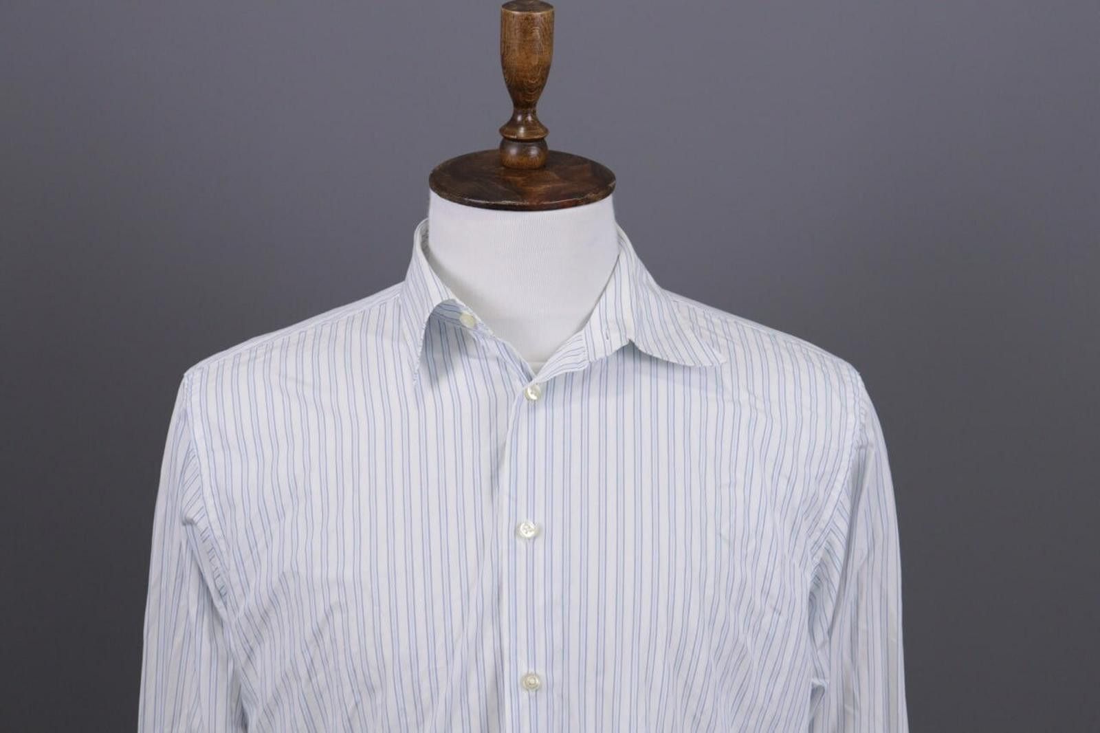 Designer Best Company White Pinstripe Button Down Shirt Size L Size US L / EU 52-54 / 3 - 2 Thumbnail