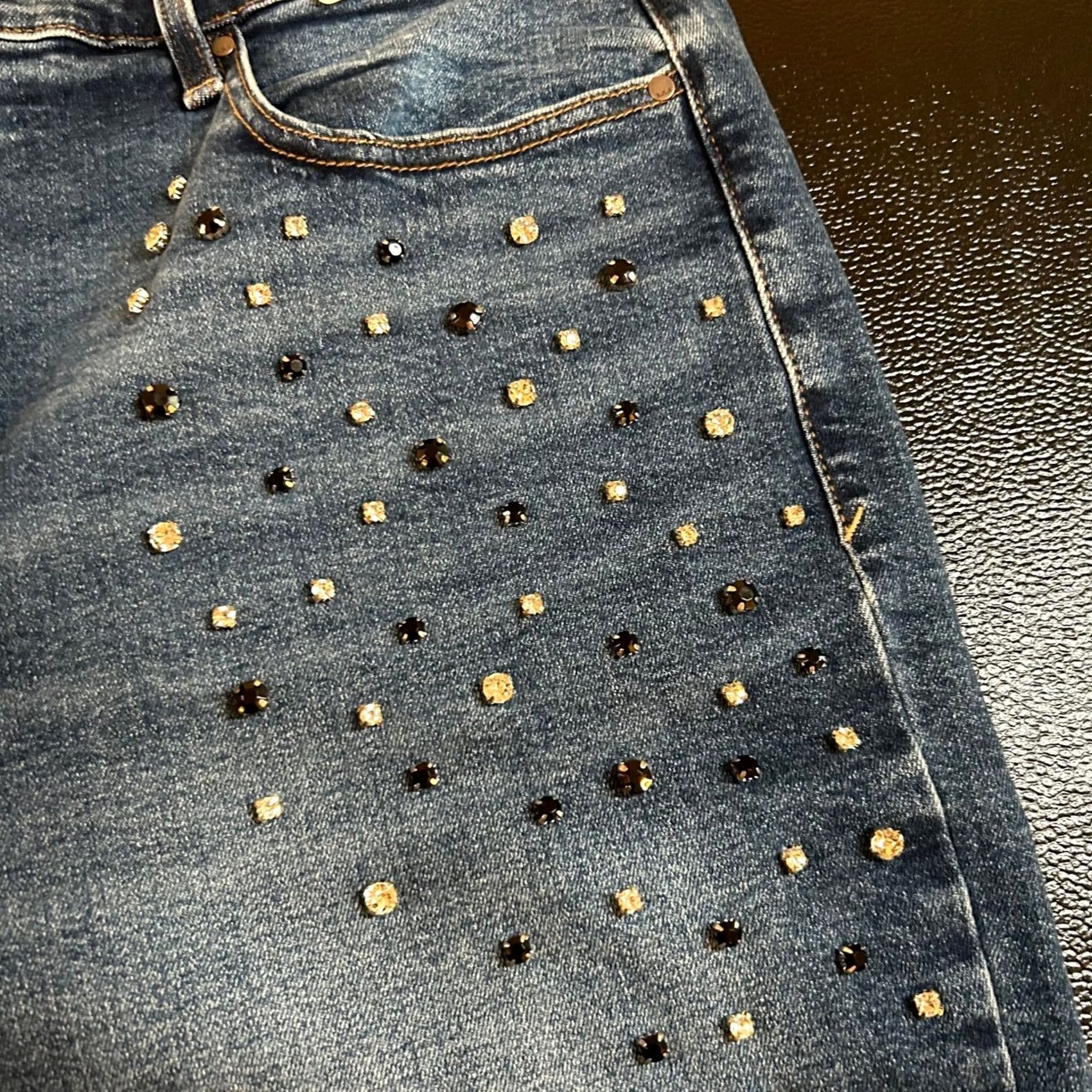 Vintage VINTAGE ANA High Rise Straight Jeans Embellished Rhinestone Denim Pants Womens 18 NWT Size 40" / US 18 - 4 Thumbnail