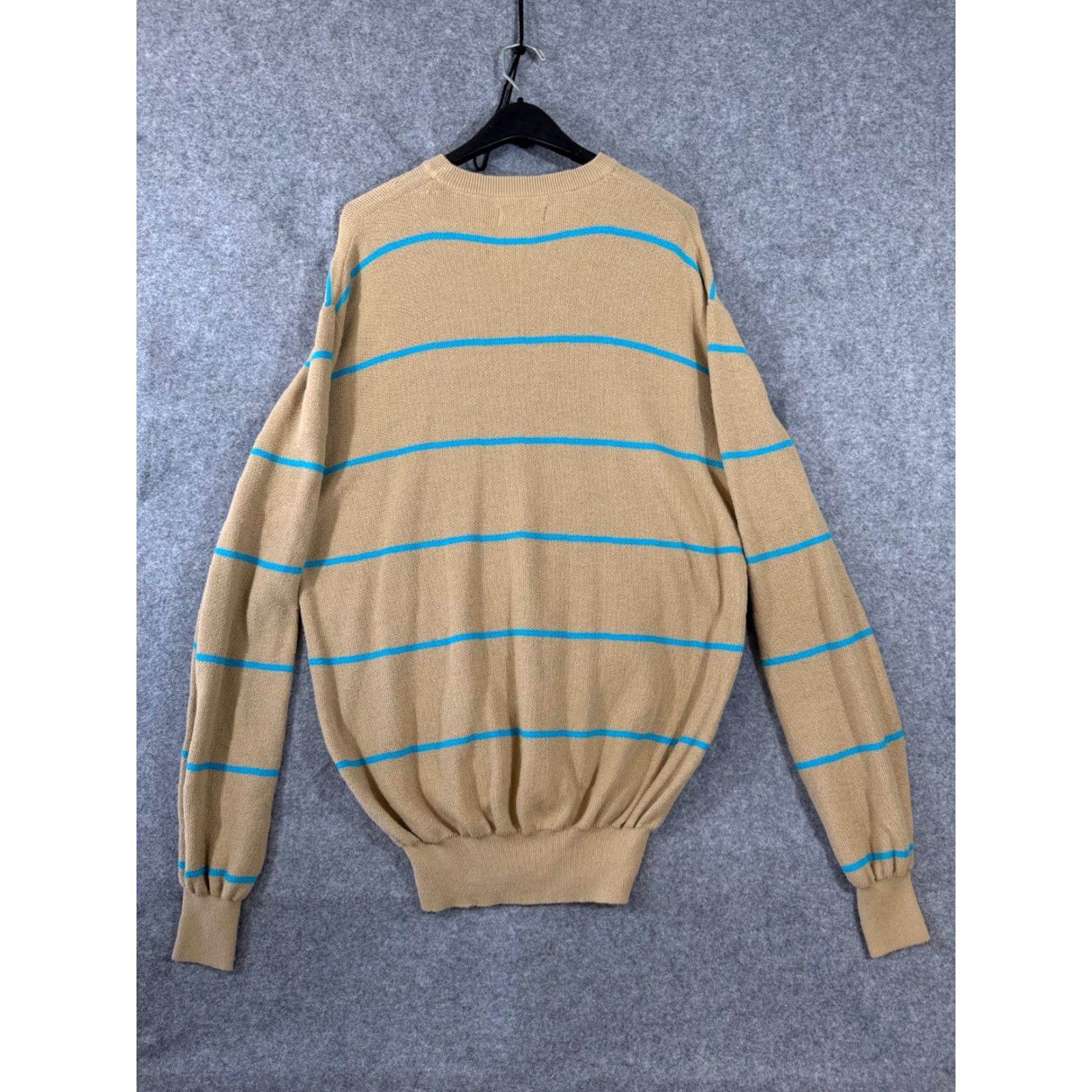 Roots Lifted Research Group LRG Sweater Mens XL Beige Striped Roots And Equipment Long Sleeve Crew Neck Knit Logo Pullover Size US XL / EU 56 / 4 - 7 Thumbnail