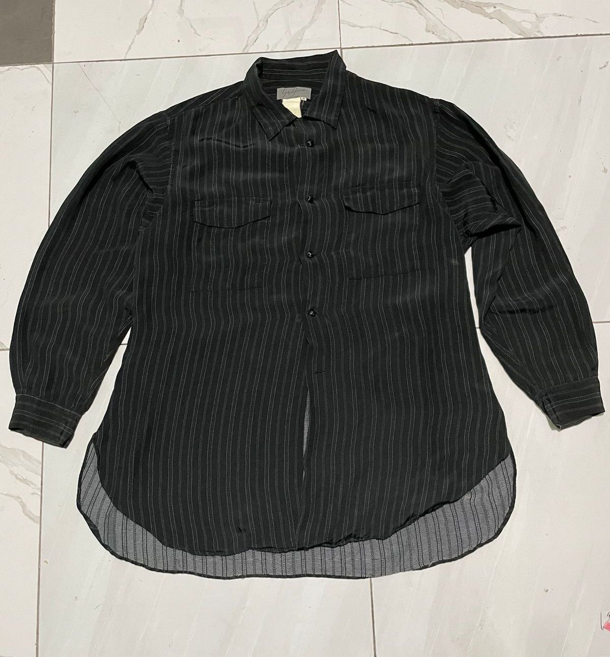 image of Yohji Yamamoto Pour Homme Stripe Shirt in Black, Men's (Size Medium)