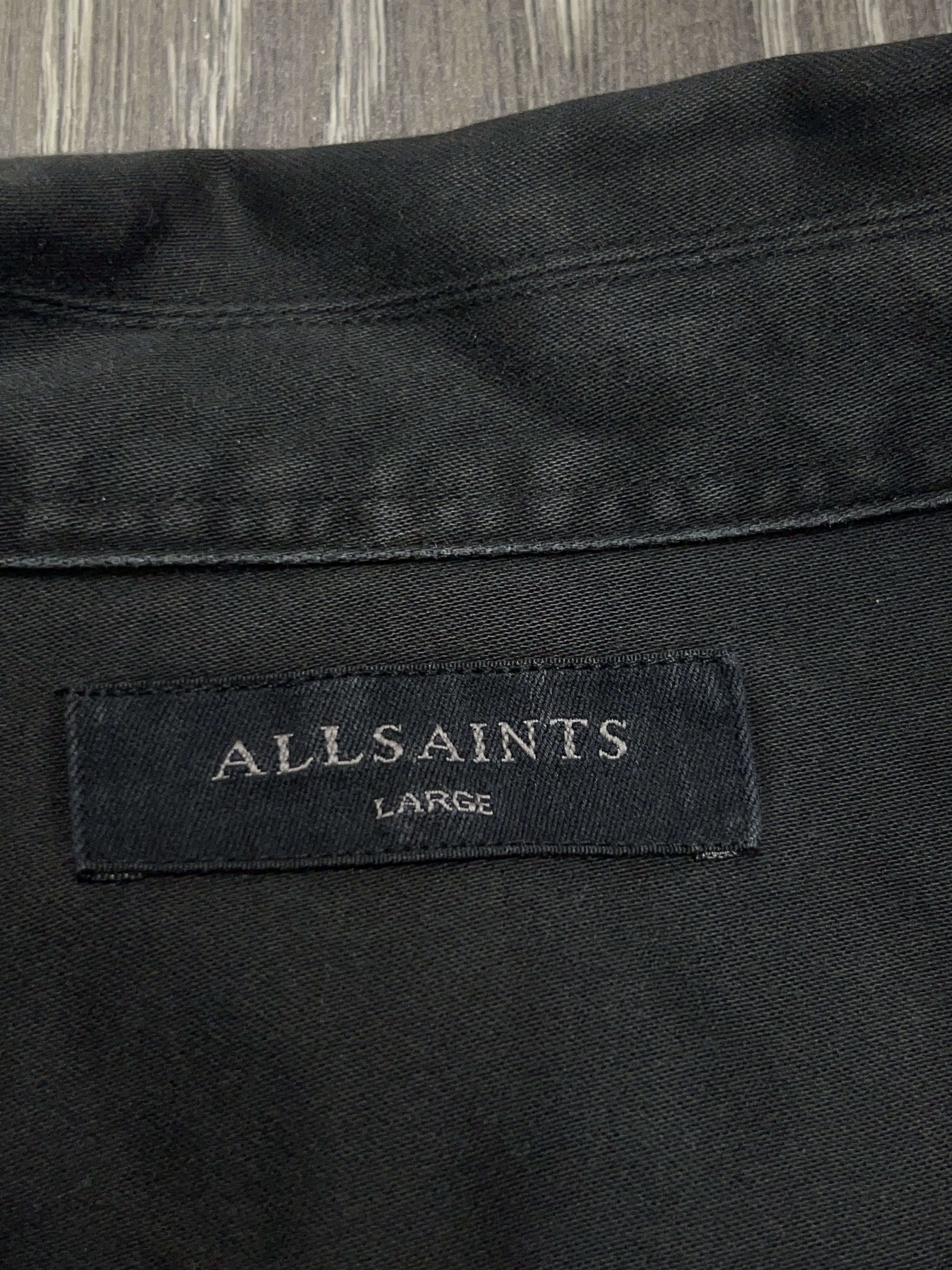 Allsaints Firebase Cotton Dark Gray Distressed Long Sleeve Shirt Size US L / EU 52-54 / 3 - 5 Thumbnail