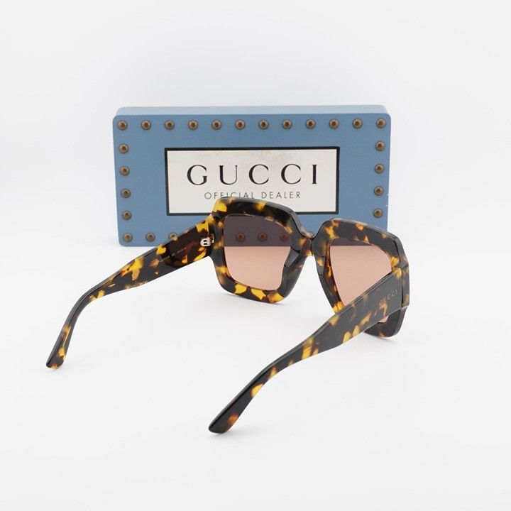 Gucci Gucci GG1111S 003 Sunglasses Havana Square Frame, Red Lenses Size ONE SIZE - 8 Thumbnail