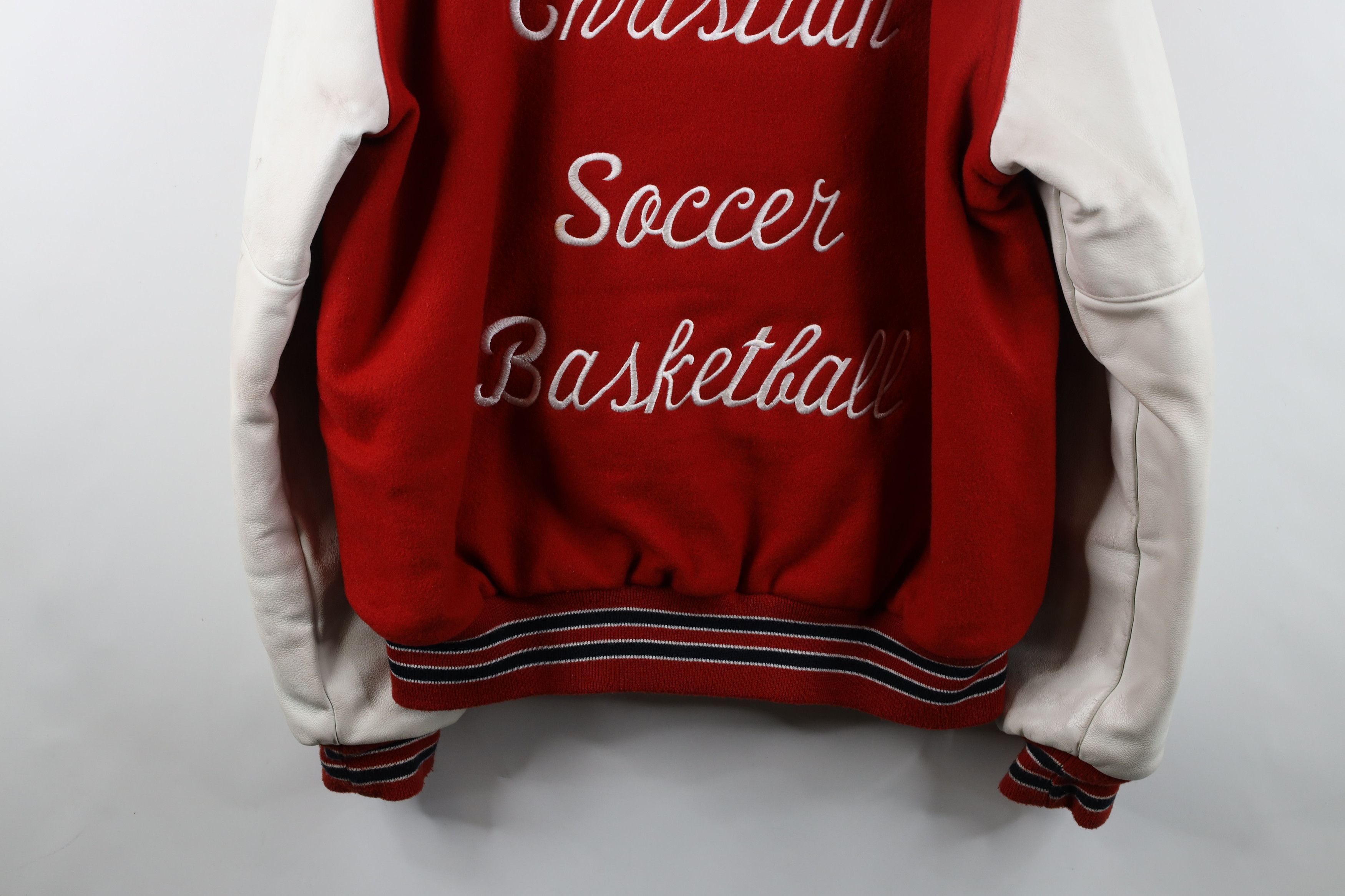 Vintage Vintage 90s Streetwear Long Varsity Letterman Jacket Red USA Size US XL / EU 56 / 4 - 16 Thumbnail