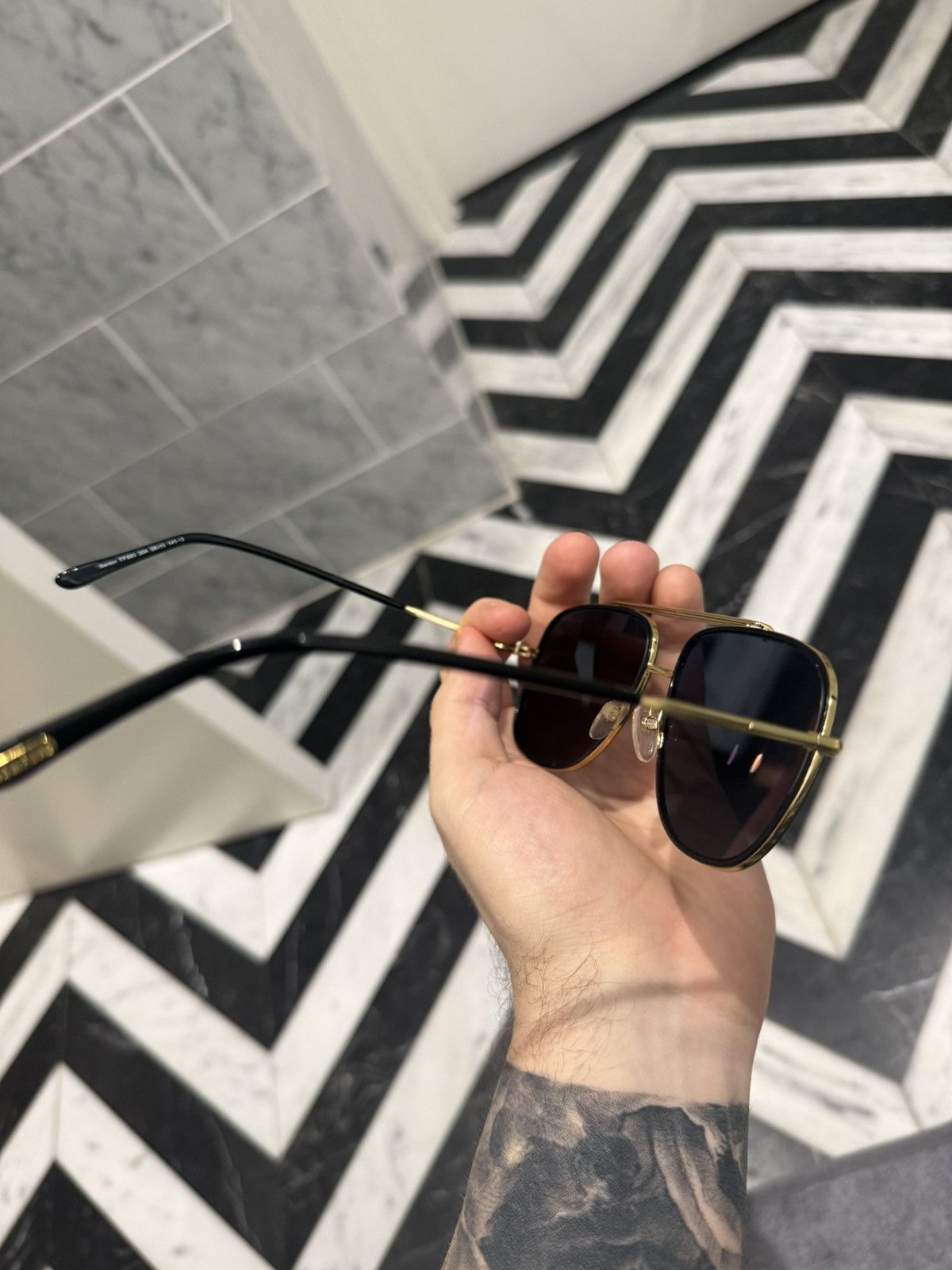 Tom Ford Tom Ford Shiny Gold Black Aviator Sunglasses | Grailed