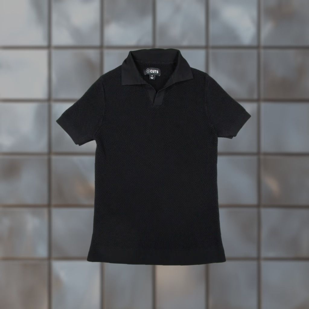 Cuts Cuts Polo Shirt Mens Small Black Waffle Knit Short Sleeve Casual Stretch Size US S / EU 44-46 / 1 - 1 Thumbnail