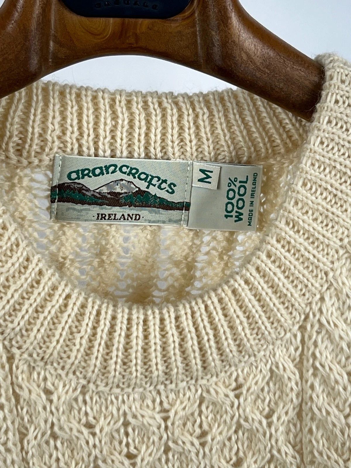Aran Crafts Aran Crafts Ivory Cable Knit Crewneck Wool Fisherman Sweater Size US M / EU 48-50 / 2 - 9 Thumbnail