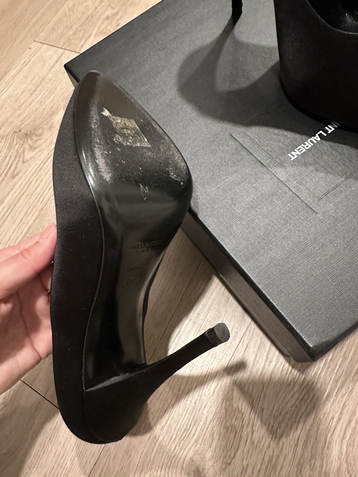Saint Laurent Paris Franky Crystal Buckle Peep Toe Pump Size US 10.5 / IT 40.5 - 8 Thumbnail