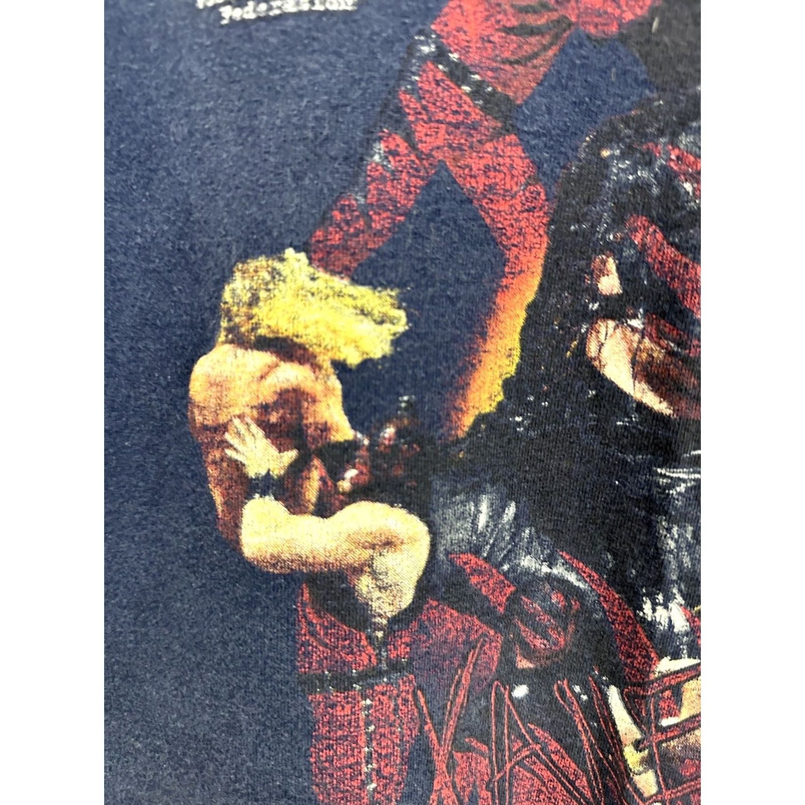 Fruit Of The Loom VTG Kane WWF WWE Wrestling Mask Stunt Moves T-Shirt Size S Men Blue Shirt Size US S / EU 44-46 / 1 - 5 Thumbnail