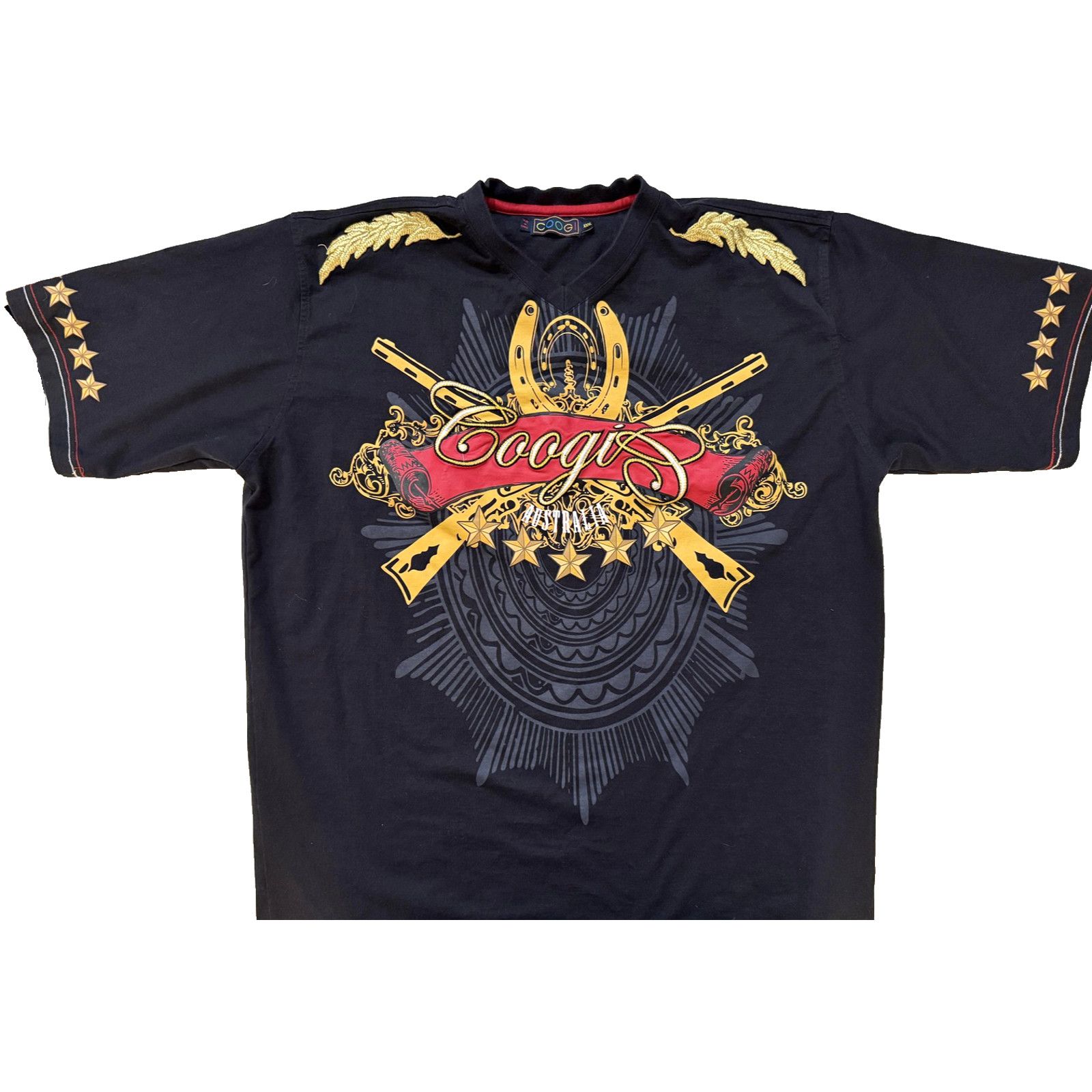 Coogi Vintage Coogi Shirt Mens 3XL Blk Gold Stars Guns Hip Hop Y2K Size US XXL / EU 58 / 5 - 9 Thumbnail