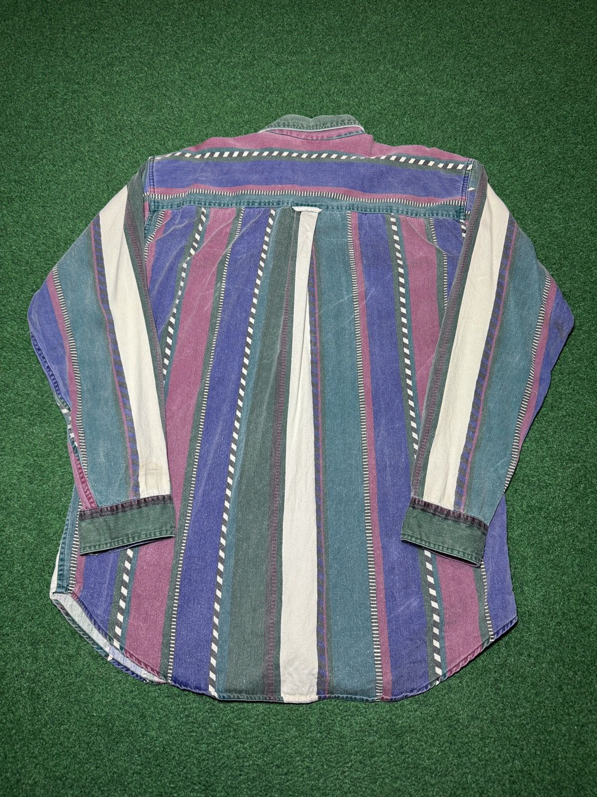 Vintage Wester Vintage Button Up Vertical Stripe L/XL 23x32 Shirt Size US XL / EU 56 / 4 - 3 Thumbnail