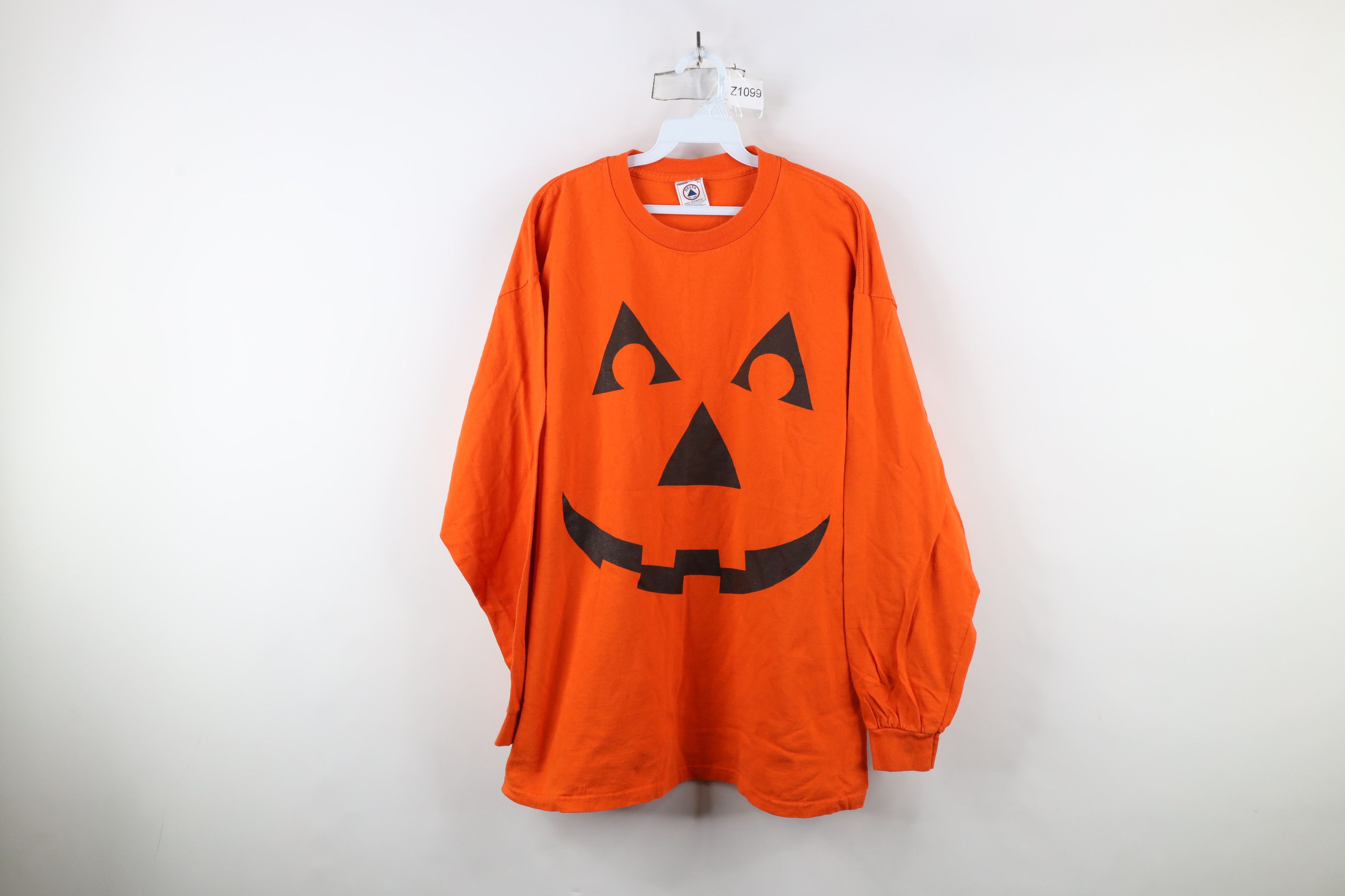 Vintage Vintage 90s Halloween Pumpkin Long Sleeve T-Shirt Cotton Size US XL / EU 56 / 4 - 1 Thumbnail