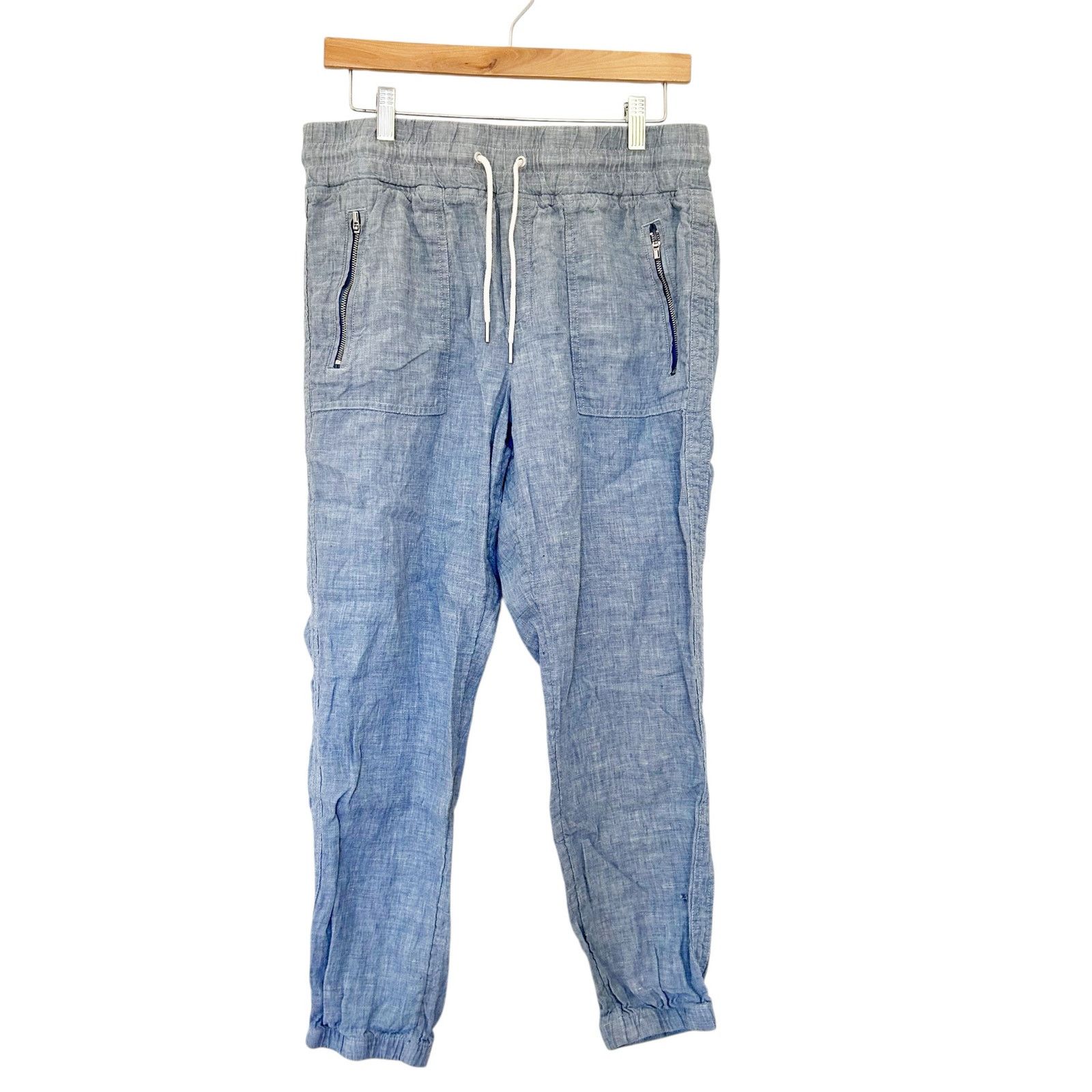 Athleta Athleta Blue Chambray Cabo Linen Joggers Sz 8 Size 30" / US 8 / IT 44 - 1 Thumbnail