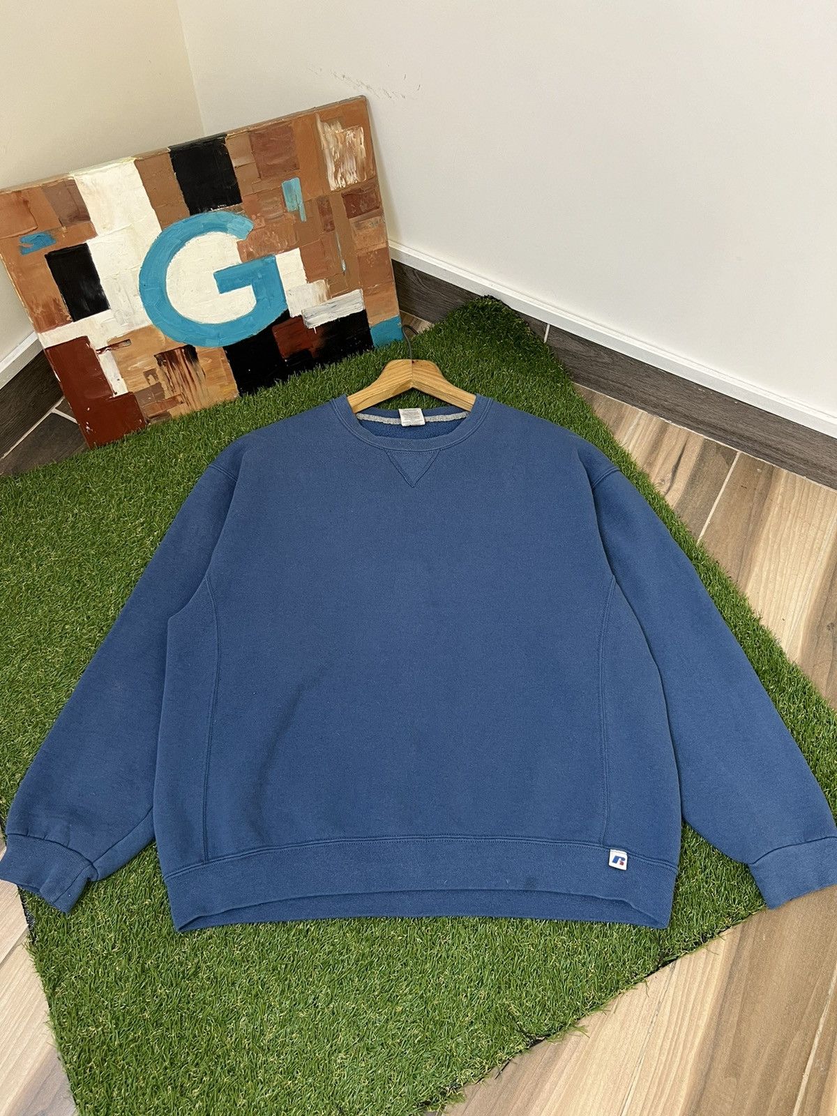 Russell Athletic Vintage Russell Athletic Blank Sweatshirt Mens Large Blue Size US XL / EU 56 / 4 - 1 Thumbnail