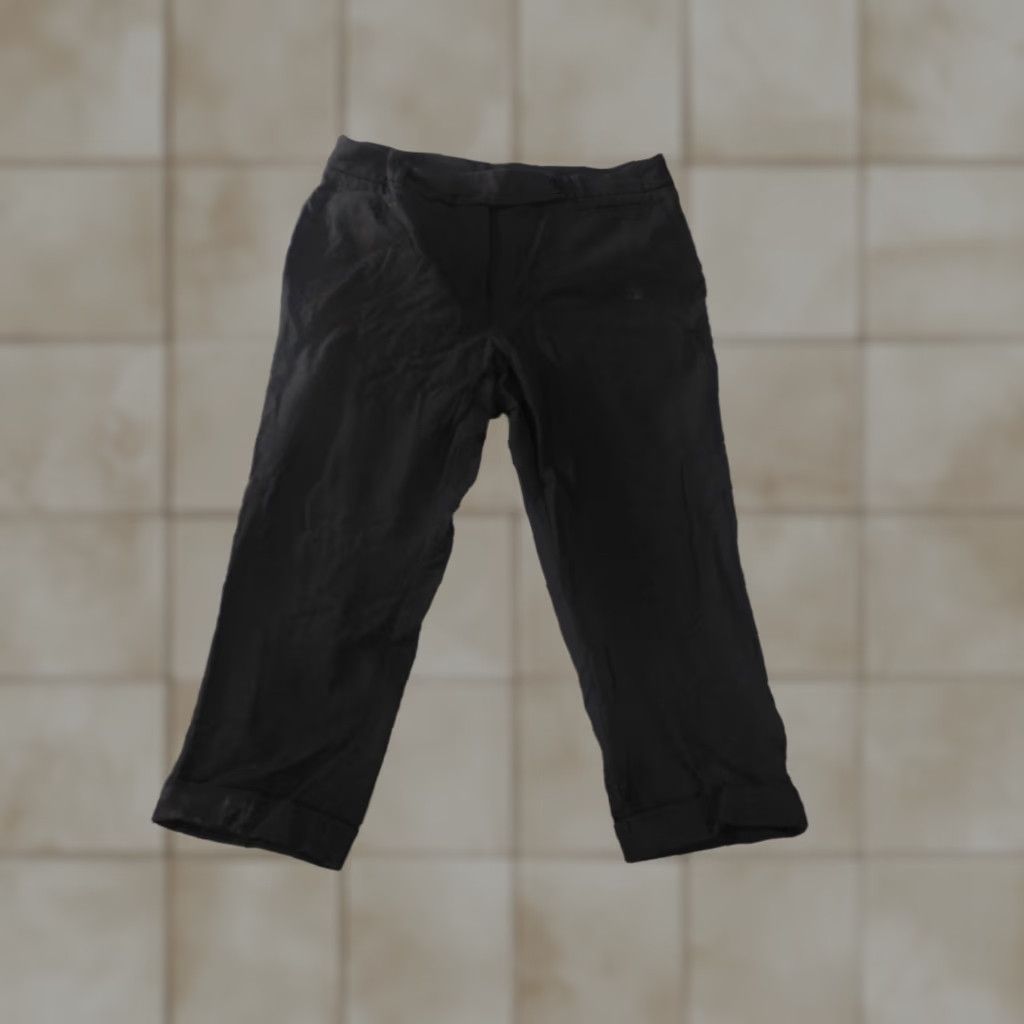 White House Black Market White House Black Market Pants 12 Black Slim Cropped Womens Cuffed Stretch Cotton Size 24" / US 00 / IT 34 - 1 Thumbnail