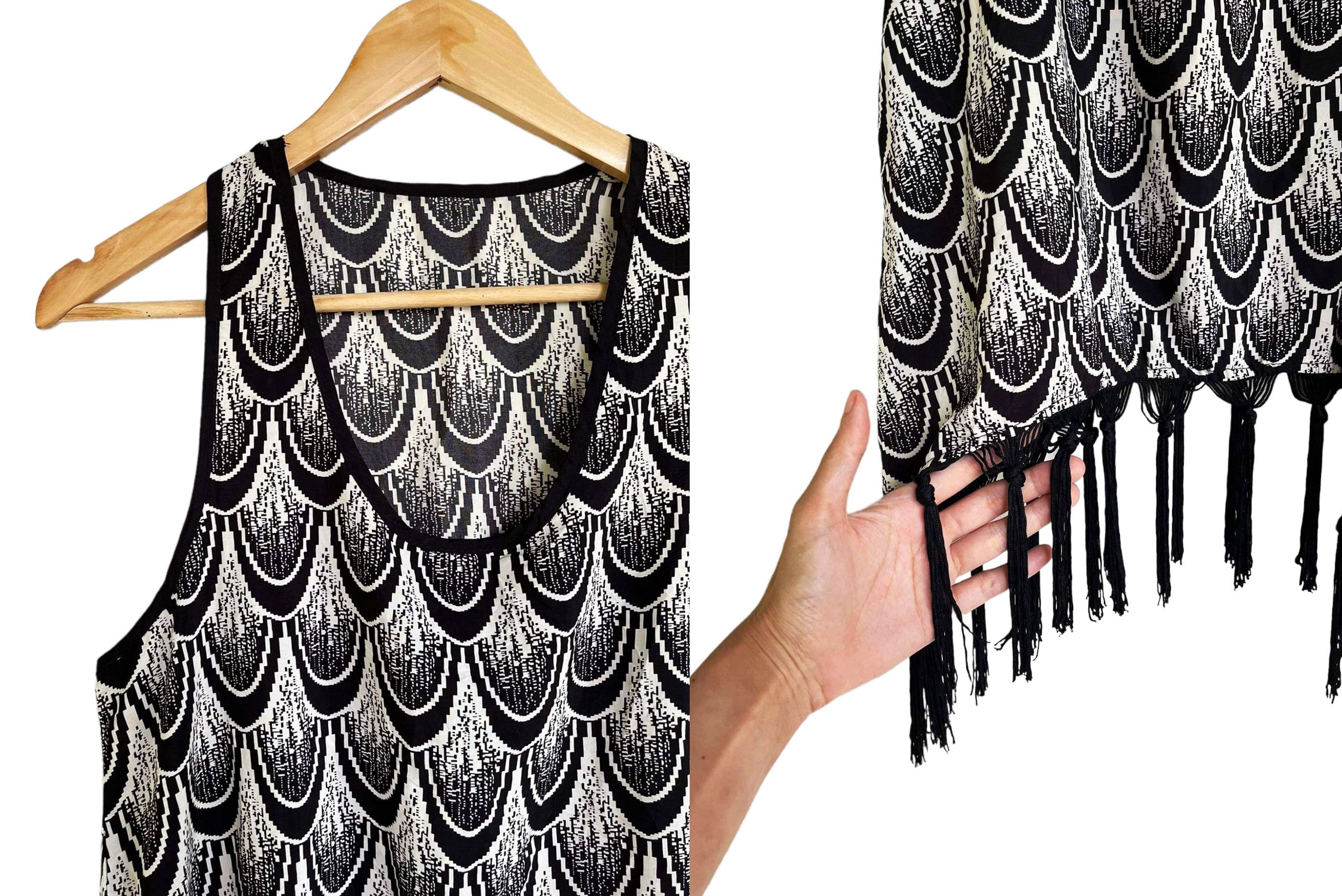 Vintage Festival Fringe Tank Top in Black and White graphic prints Size S / US 4 / IT 40 - 4 Thumbnail