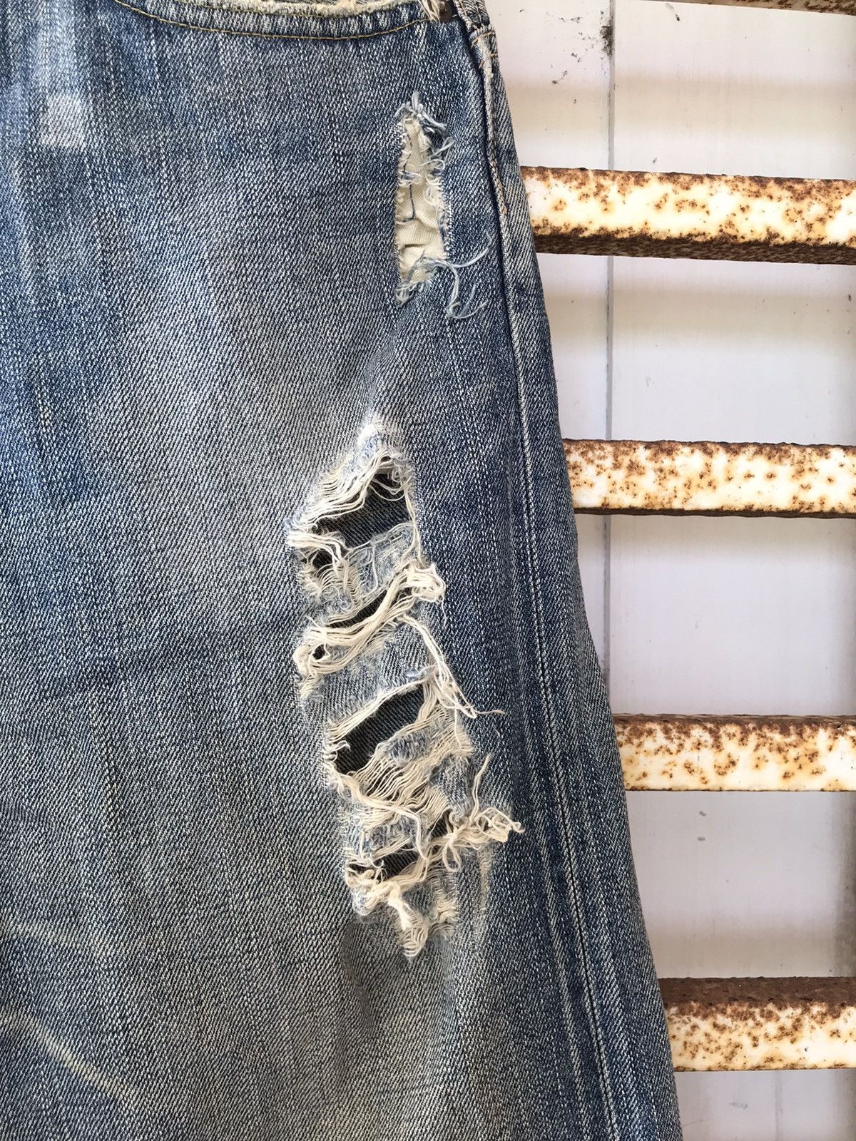 Edwin × Japanese Brand × Vintage EDWIN 505 Orange Tab Selvedge Jeans Distressed Denim Vintage Size US 31 - 9 Thumbnail