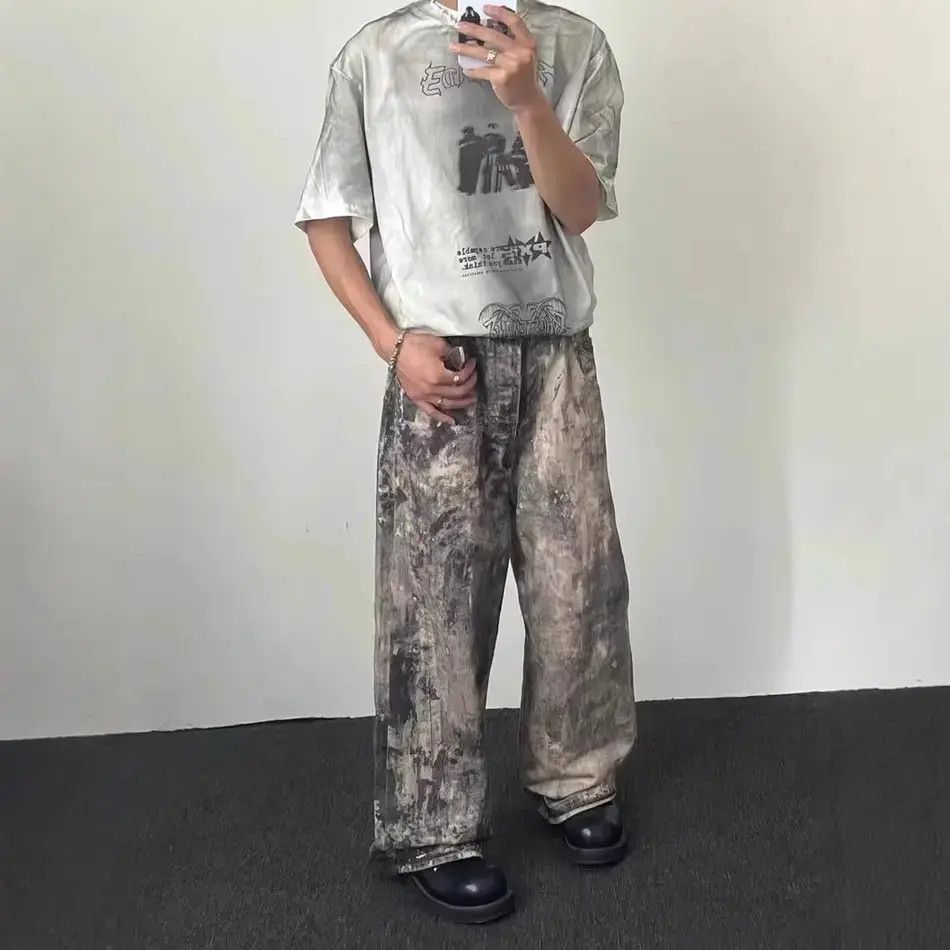 Japanese Brand Retro printed camouflage splashed ink jeans Size US 32 / EU 48 - 1 Thumbnail