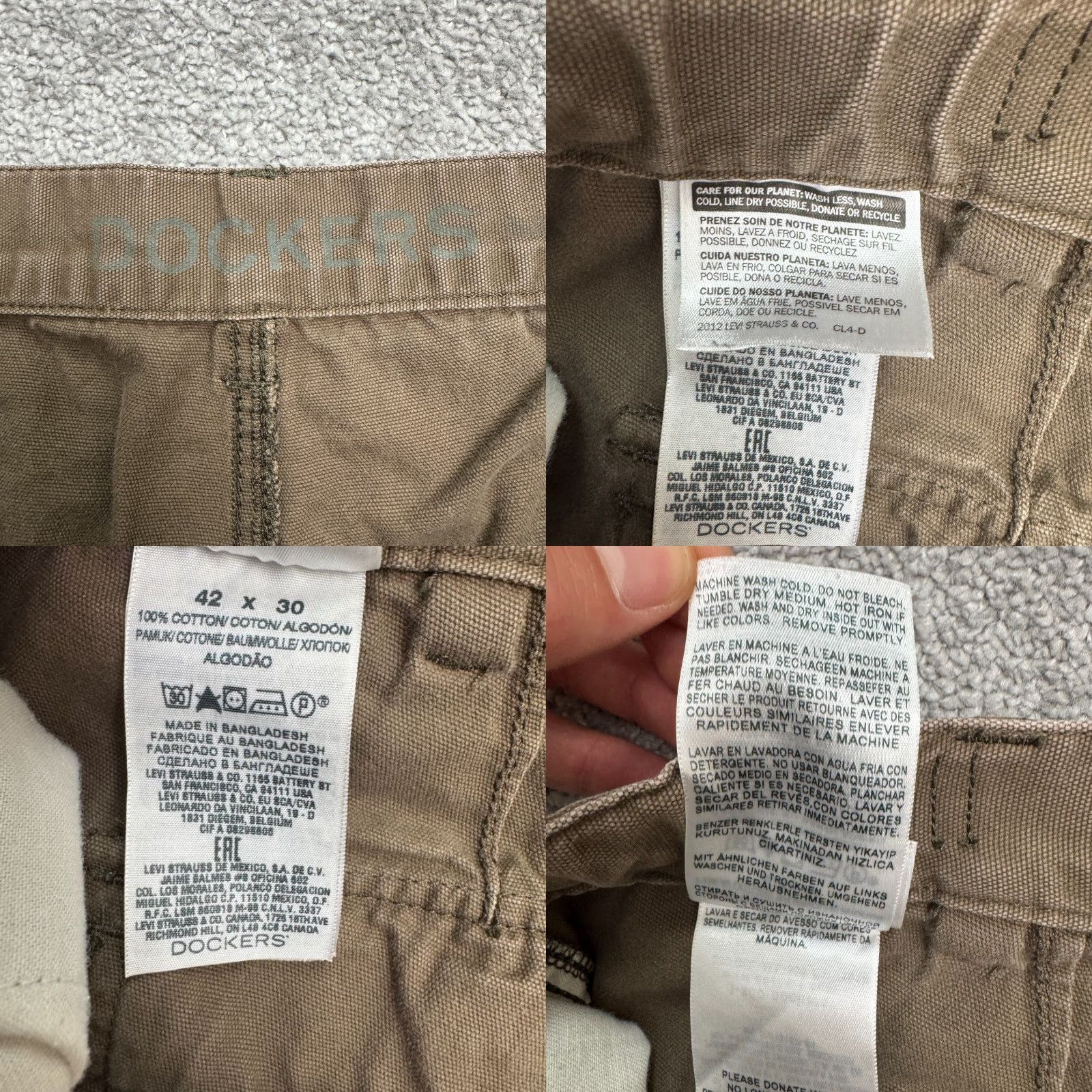 Dockers DOCKERS Pants Adult 42 Brown Canvas Carpenter Workwear 5-Pocket Straight Mens Size US 42 / EU 58 - 8 Thumbnail