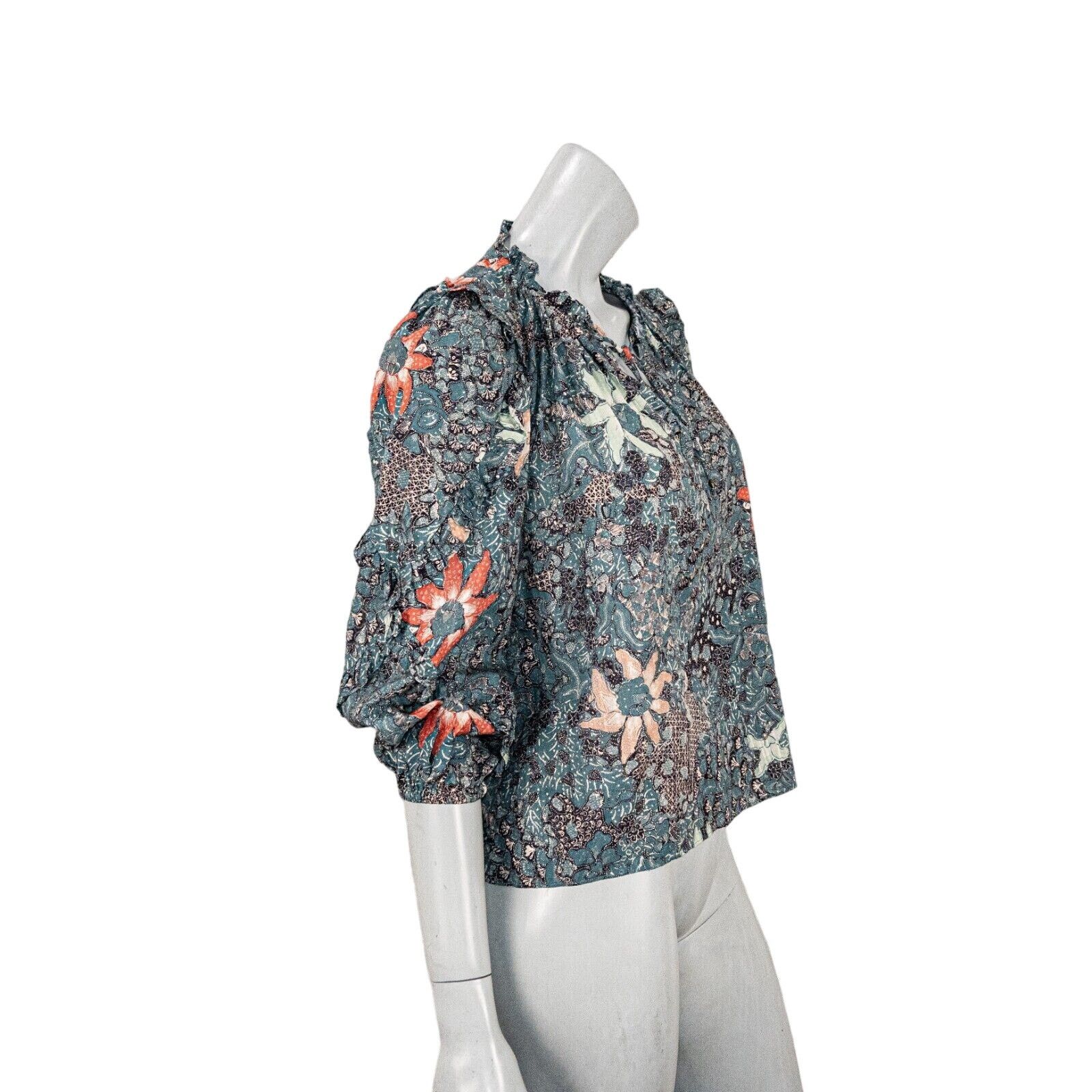 Ulla Johnson Ulla Johnson Manet Blouse Azul Floral BOHO Ruffle trime 0 Size XS / US 0-2 / IT 36-38 - 4 Thumbnail