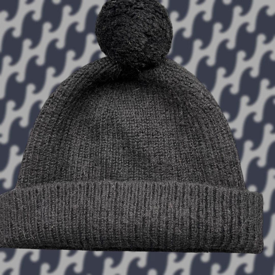 Arket ARKET Beanie Hat One Size Alpaca Cuffed Fleece Ribbon Black Pom Pom Knit Unisex Adults Beanie Size US M / EU 48-50 / 2 - 1 Thumbnail