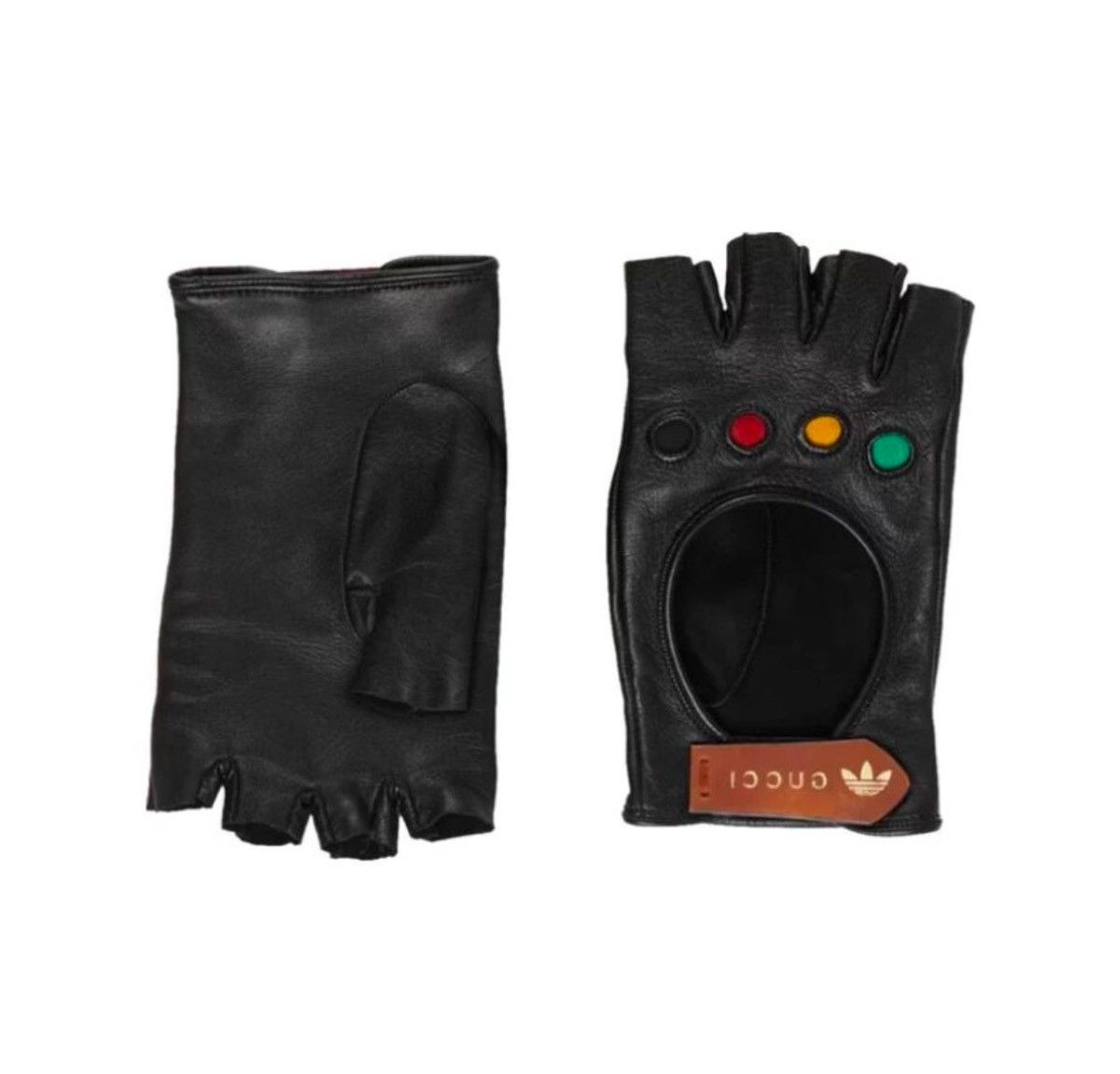 Gucci adidas x Gucci Fingerless Leather Gloves 'Black' Size ONE SIZE - 7 Thumbnail