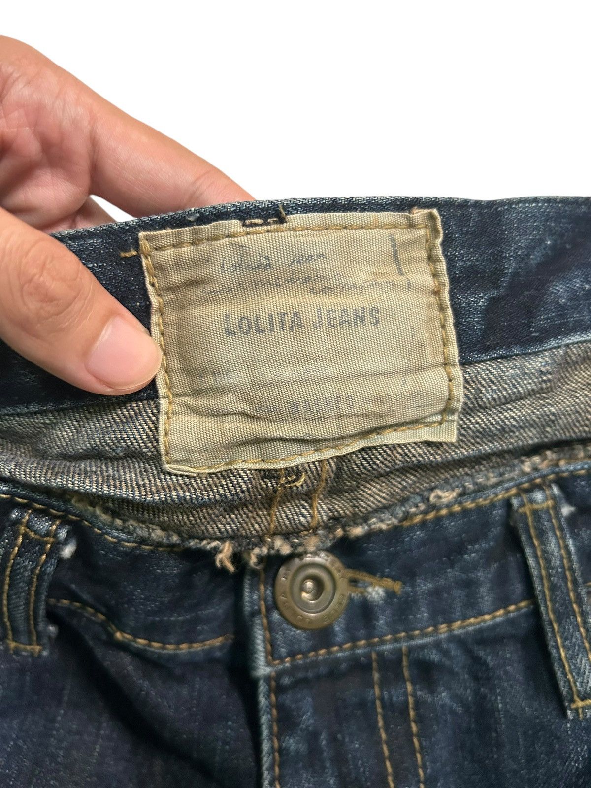 If Six Was Nine × KMRii × Le Grande Bleu (L.G.B.) Vintage Lolita Distressed Mud Wash Punk Style Denim Rare 🎌☠️☠️ Size US 34 / EU 50 - 10 Thumbnail