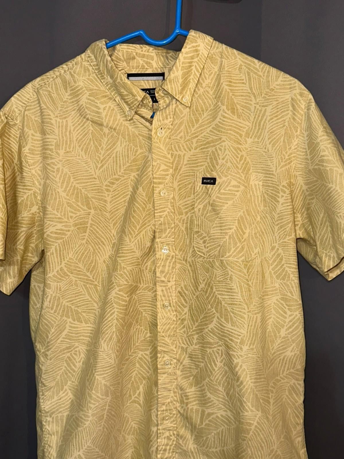 RVCA RVCA Button-Up | Size Large Light Yellow Leaf Shirt Slim Fit Size US L / EU 52-54 / 3 - 2 Thumbnail