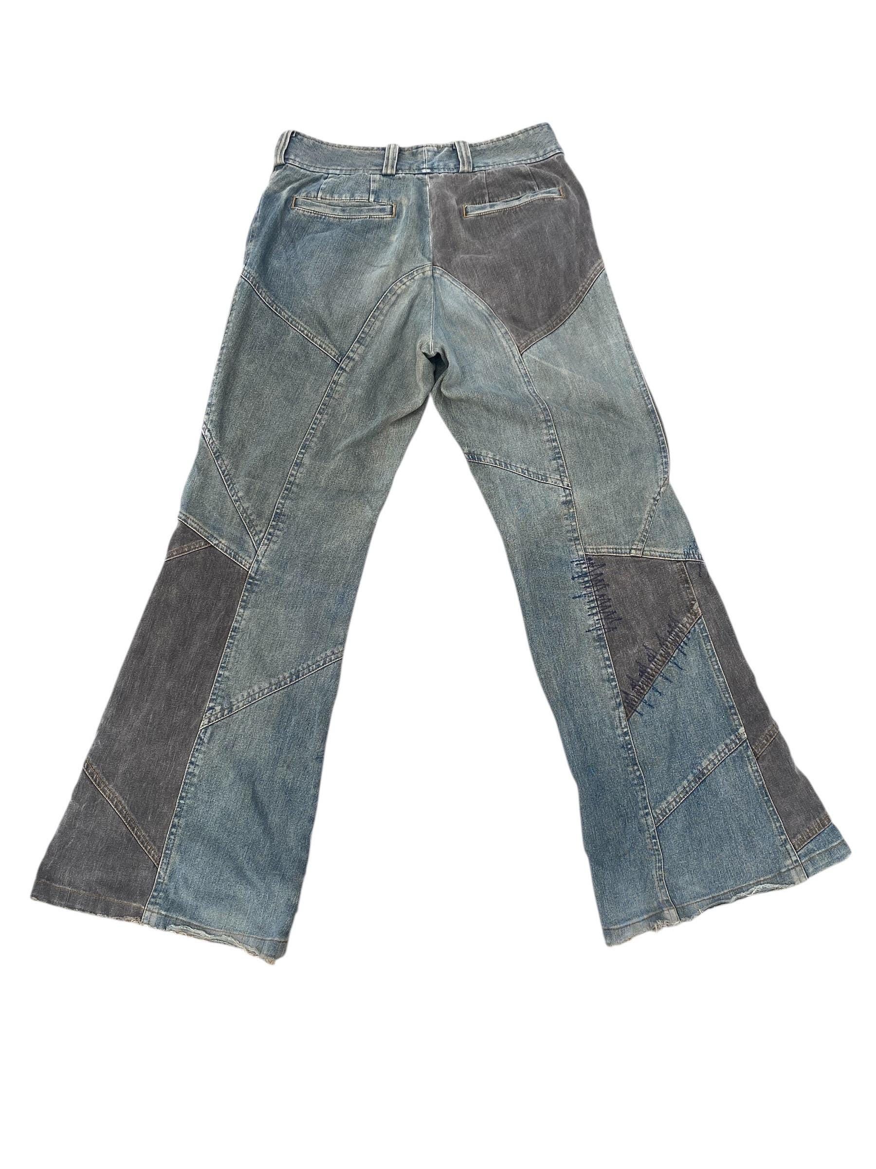 Japanese Brand × Tornado Mart Vtg 90s Tornado Mart rework patch flare jeans Medium size Size US 31 - 7 Thumbnail