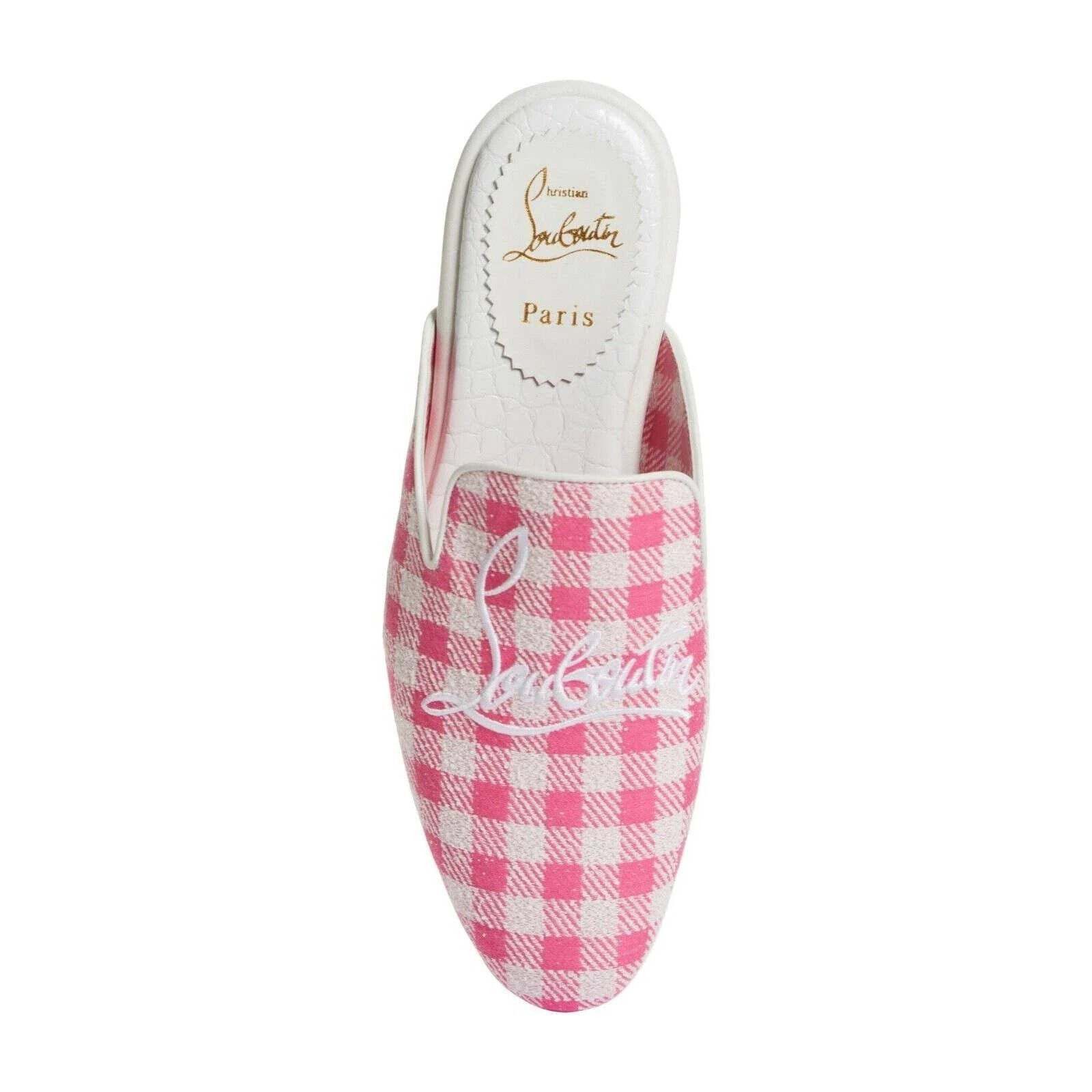 Christian Louboutin Navy Coolito Donna Flat Pink Logo