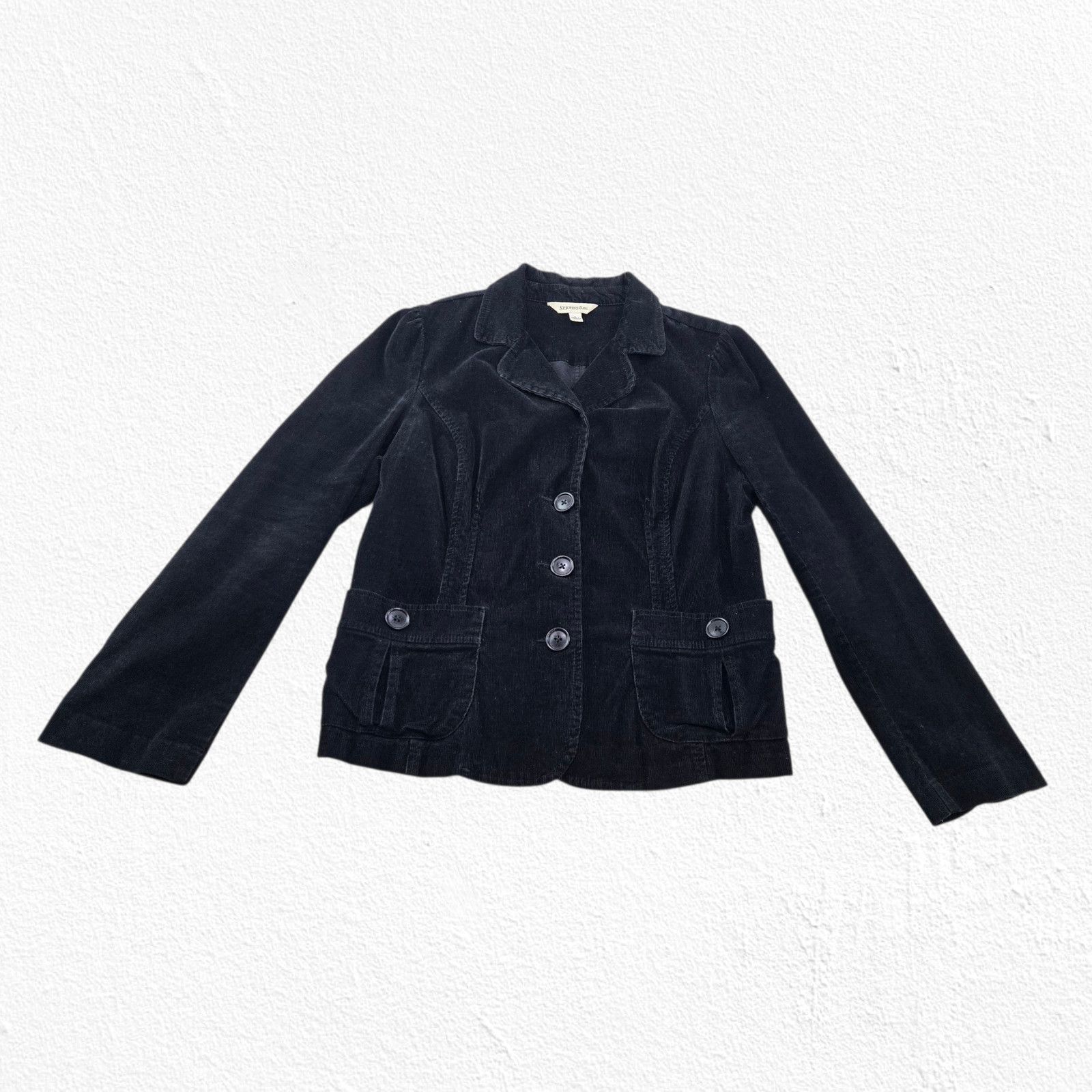 St. Johns Bay Y2K Black Corduroy Front Button Classic Jacket Size Large Size L / US 10 / IT 46 - 3 Thumbnail