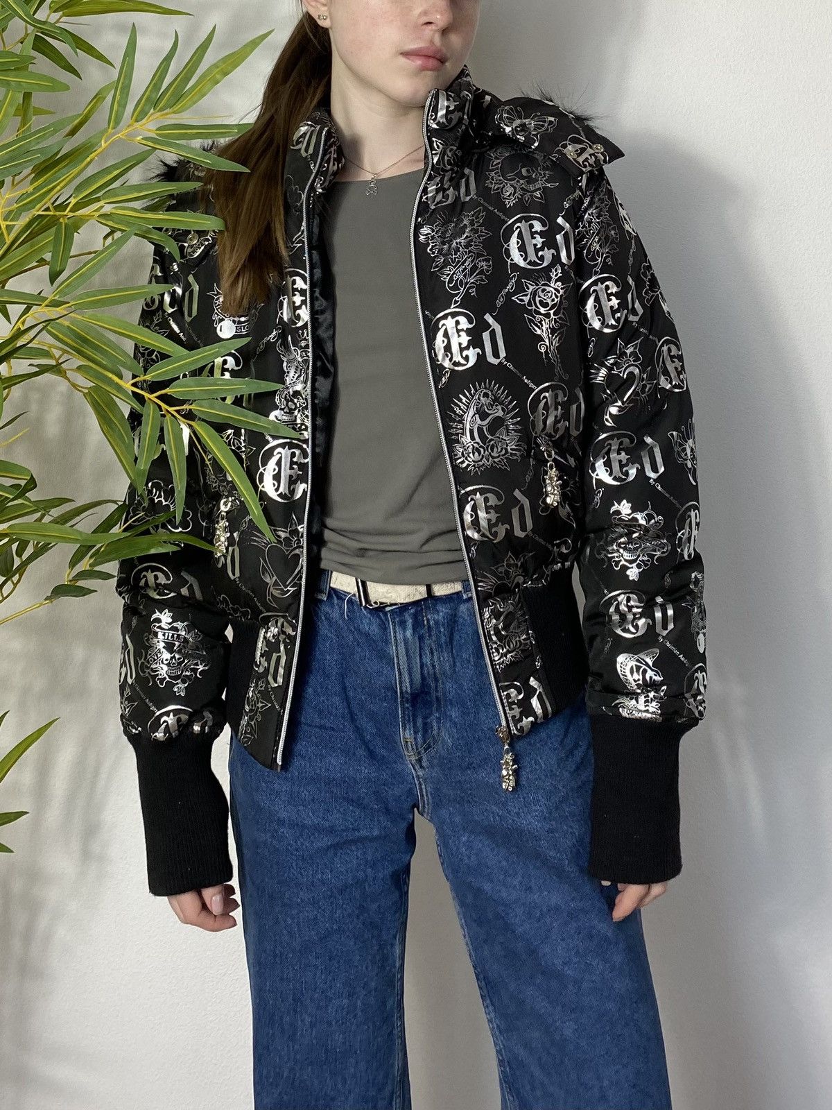 Ed Hardy VINTAGE ED HARDY BY CHRISTIAN AUDIGIER DOWN PUFFER JACKET Size M / US 6-8 / IT 42-44 - 12 Thumbnail